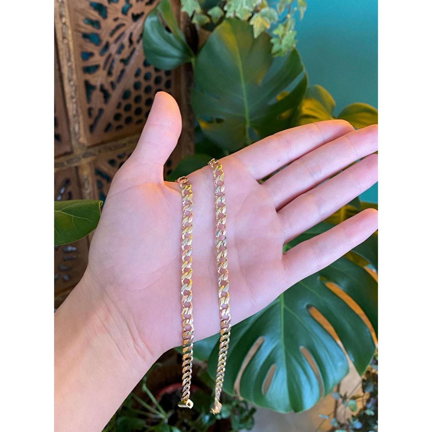 Vintage Solid 14k Tri Tone Gold Flat Curb Chain Necklace - 22.5 inches