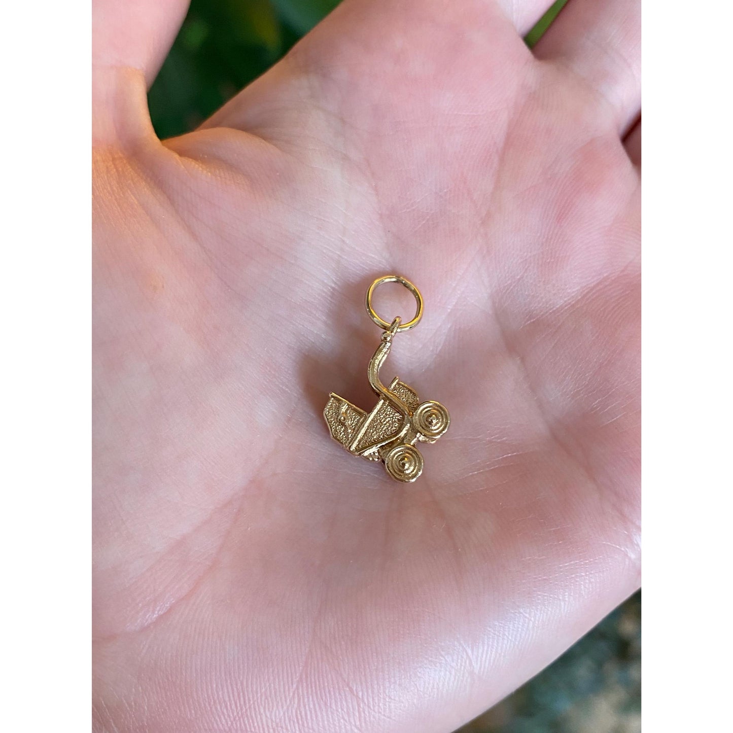 Vintage Solid 10k Yellow Gold Baby Carriage Charm
