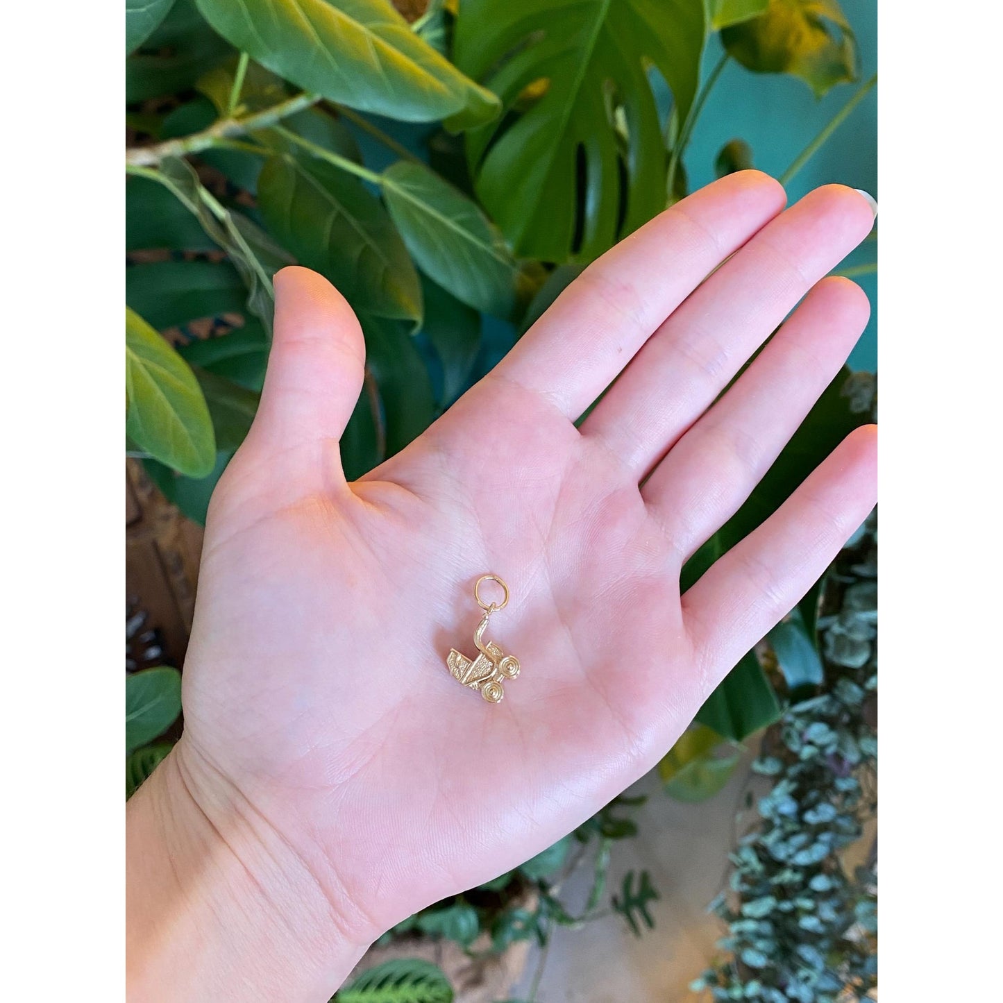 Vintage Solid 10k Yellow Gold Baby Carriage Charm