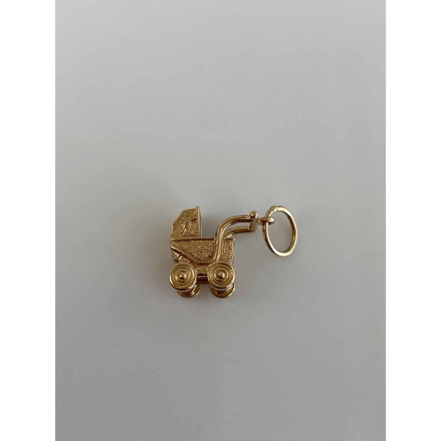 Vintage Solid 10k Yellow Gold Baby Carriage Charm