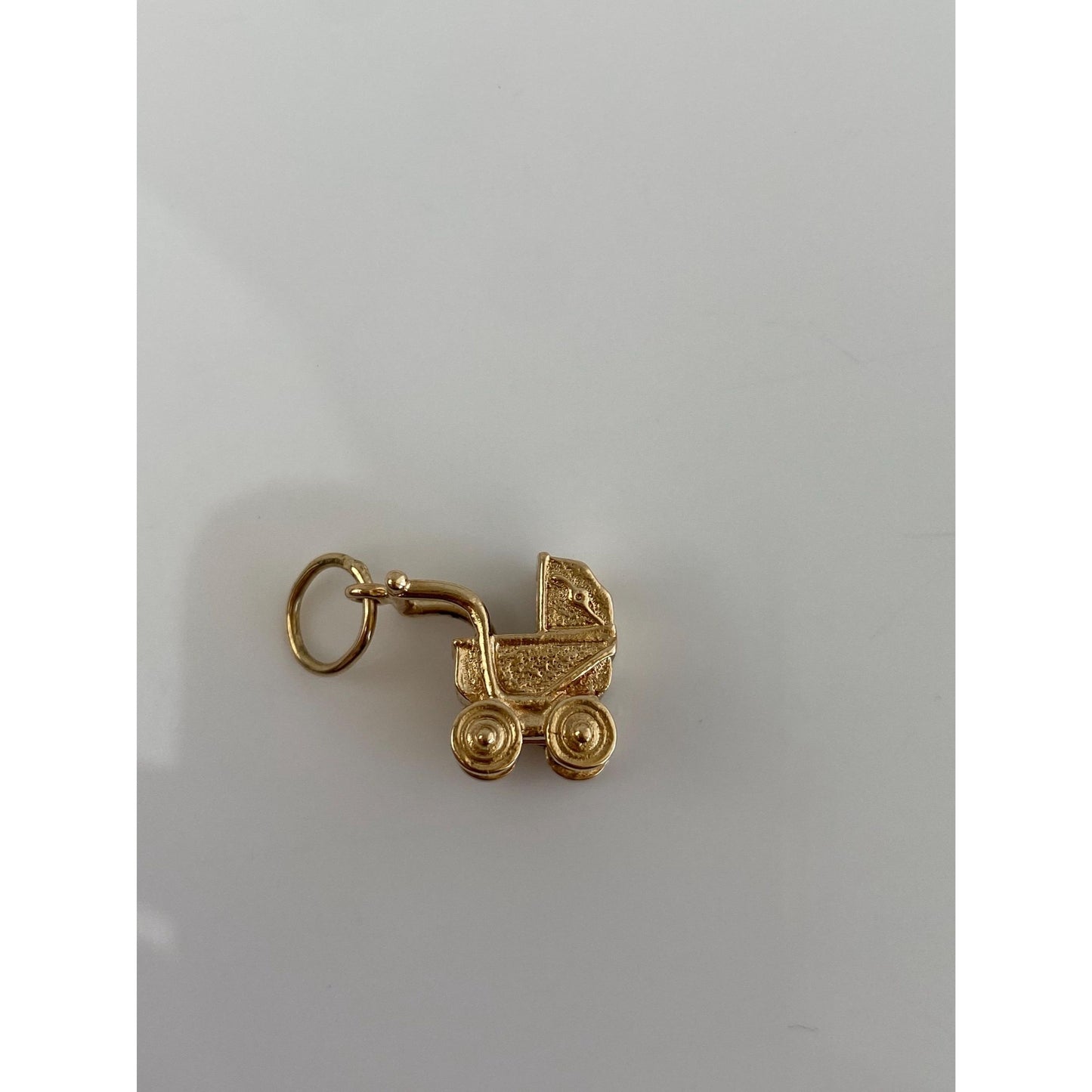 Vintage Solid 10k Yellow Gold Baby Carriage Charm