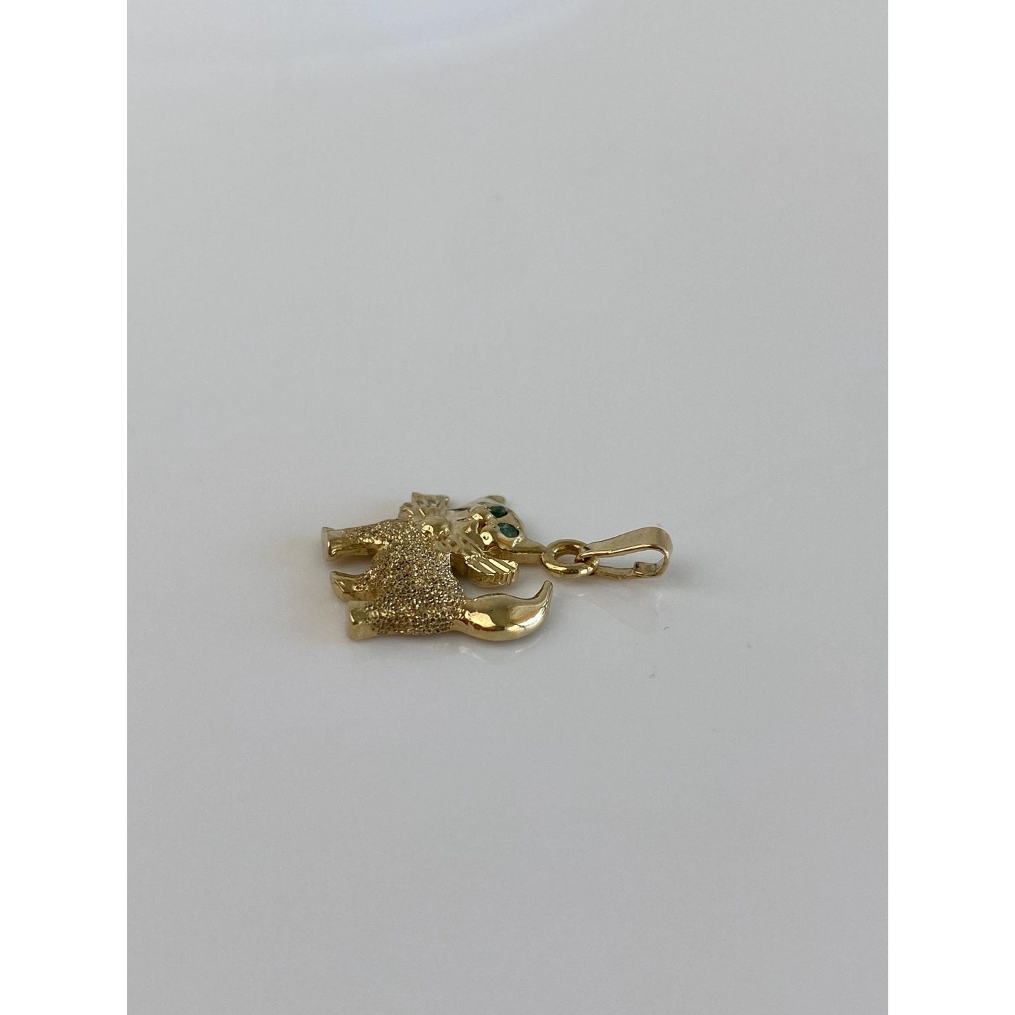 Vintage Solid 14k Yellow Gold Green Spinel Kitten Charm