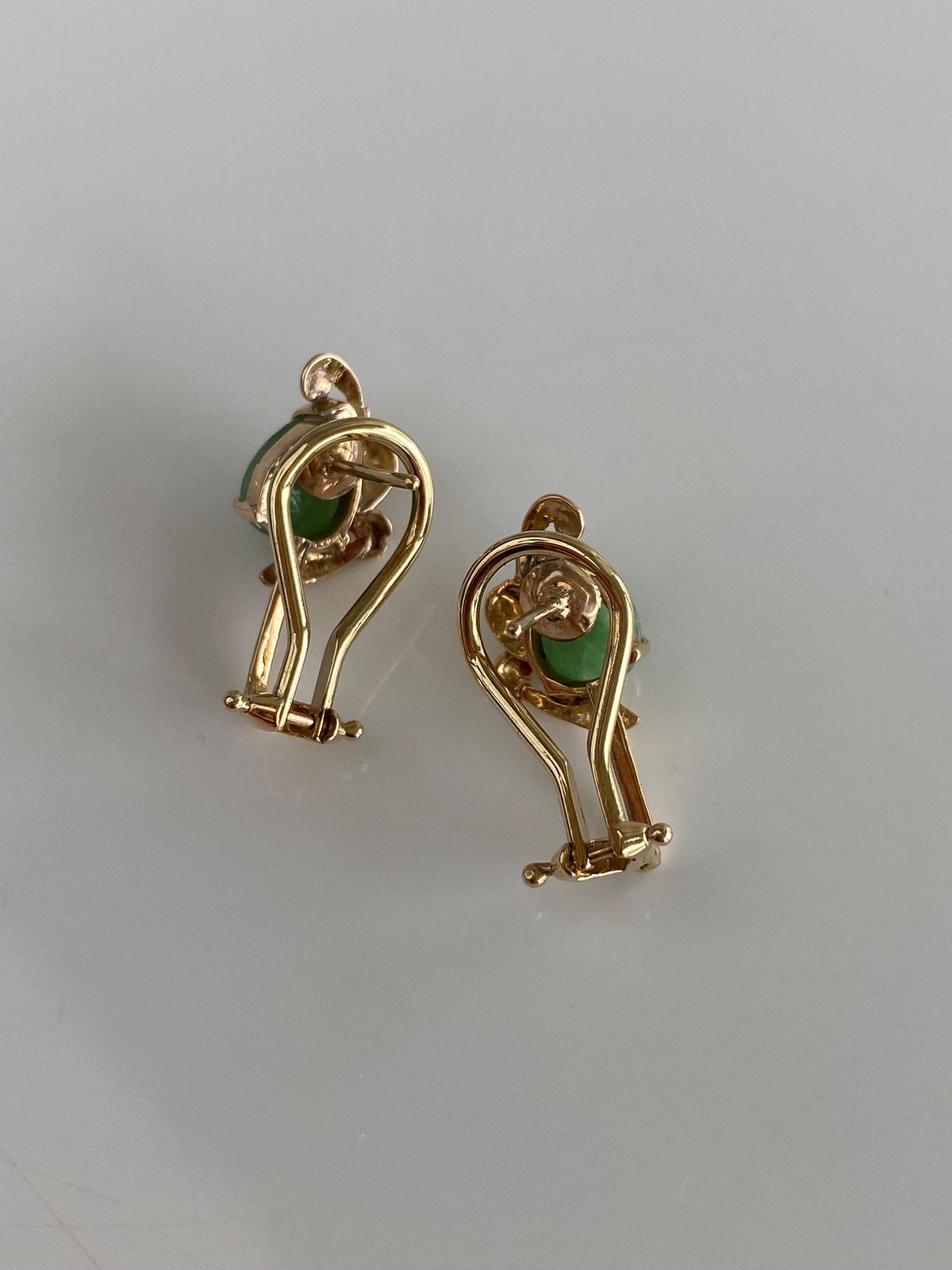 Solid 10k Yellow Gold Jade Drop Earrings