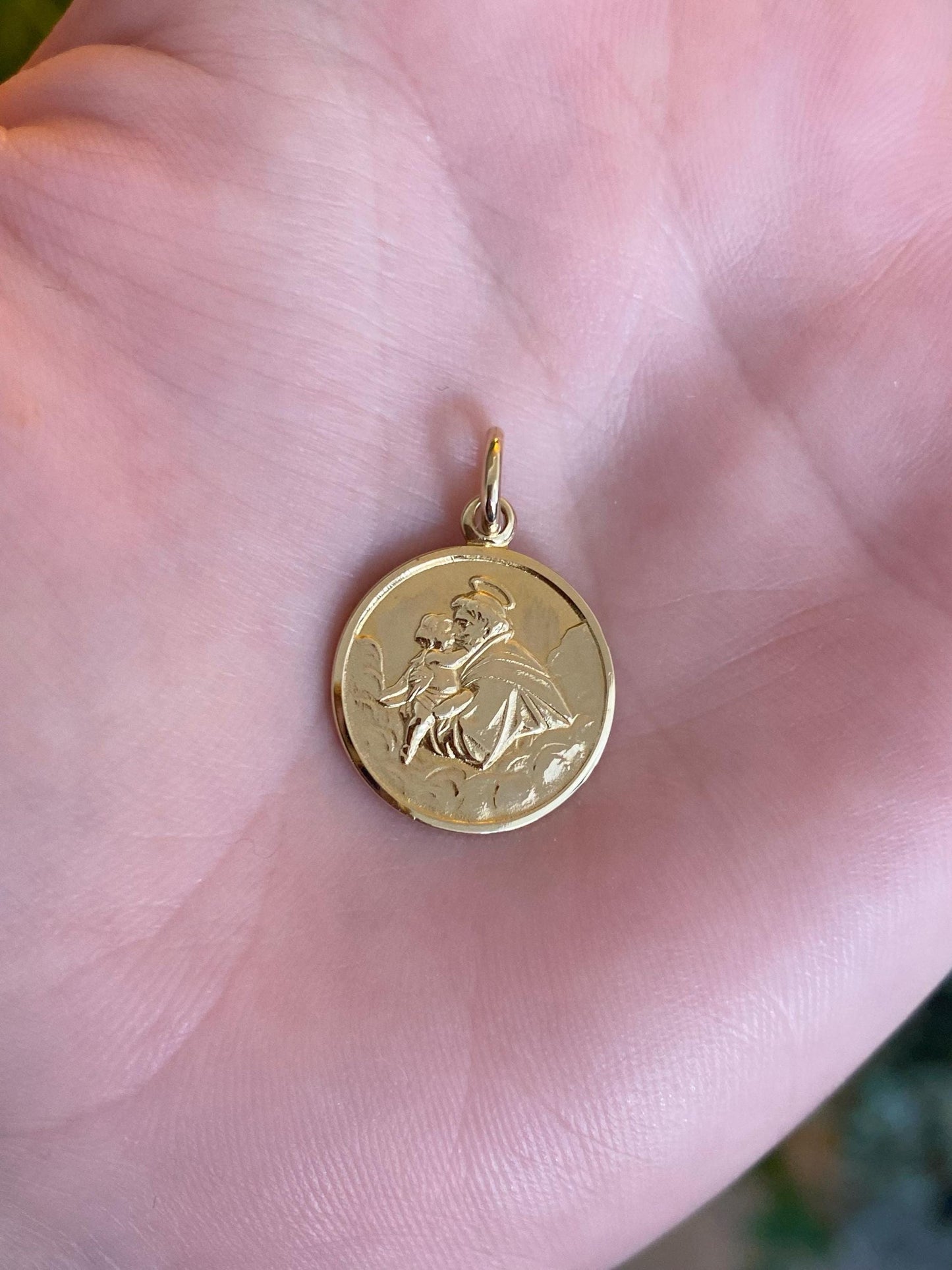 Vintage Solid 14k Yellow Gold Saint Charm