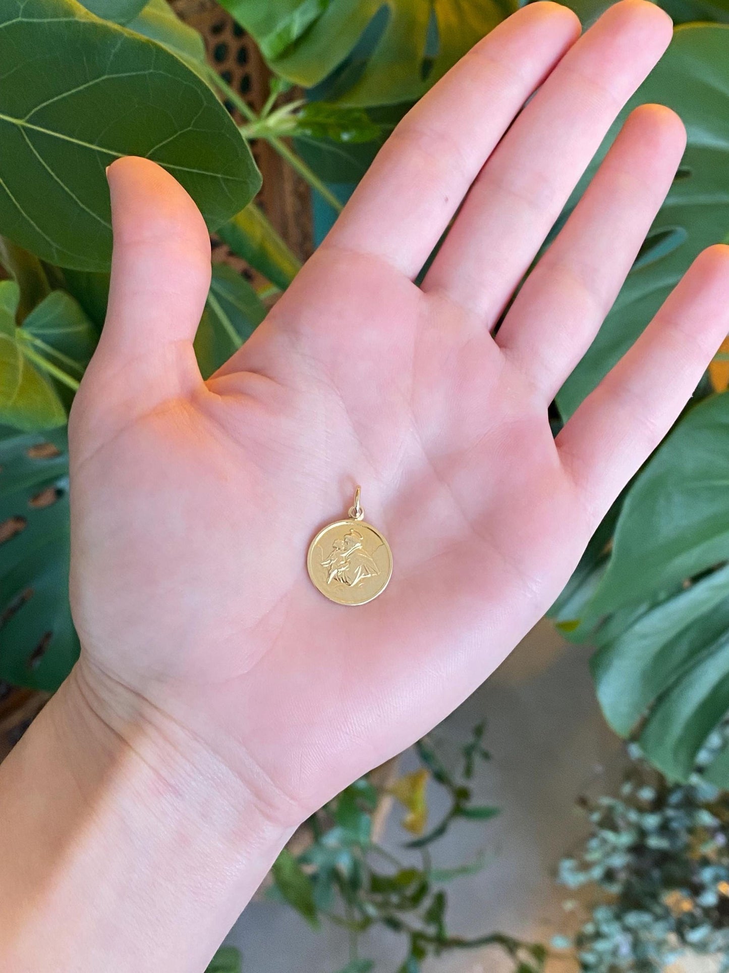 Vintage Solid 14k Yellow Gold Saint Charm