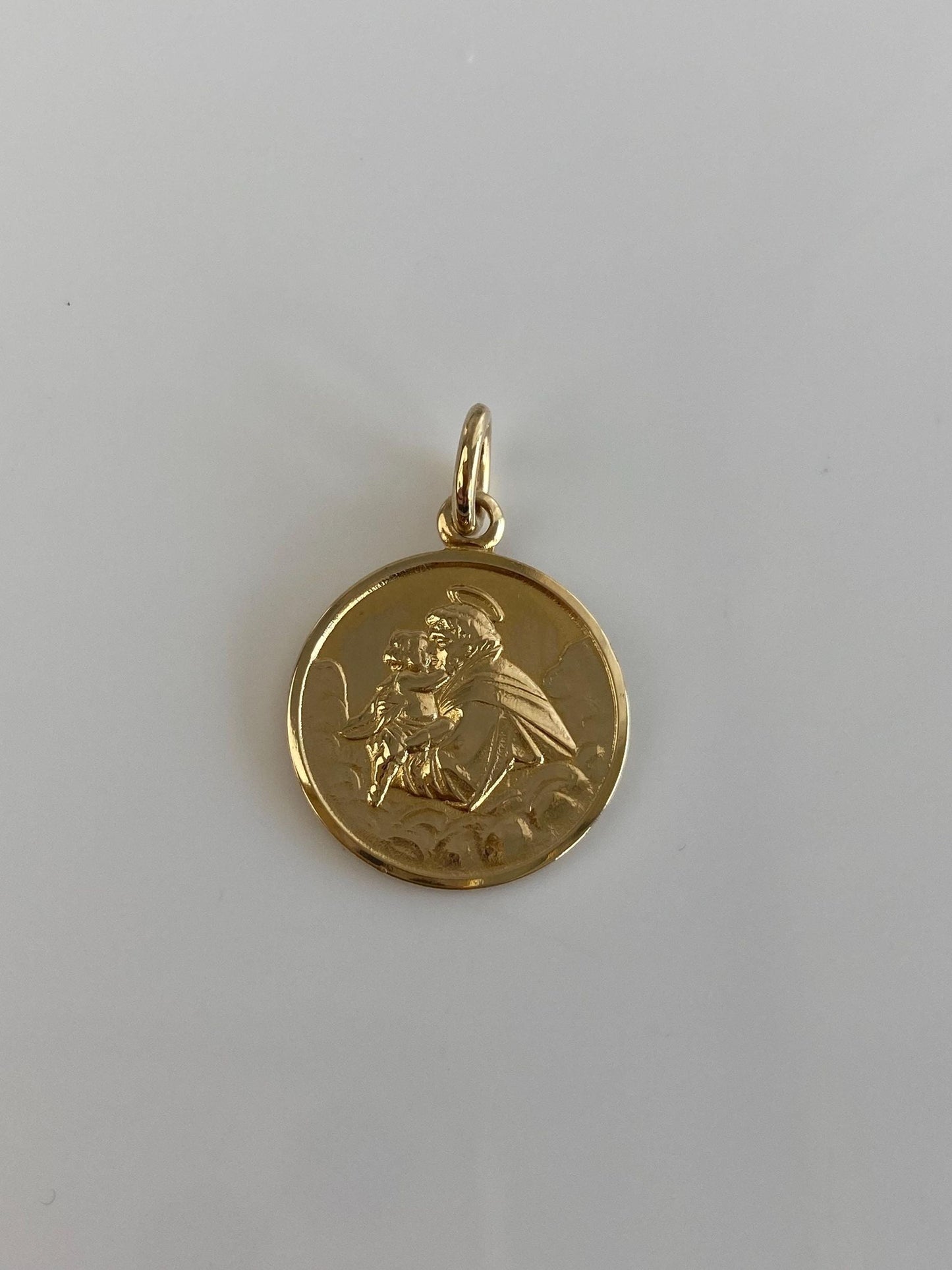 Vintage Solid 14k Yellow Gold Saint Charm