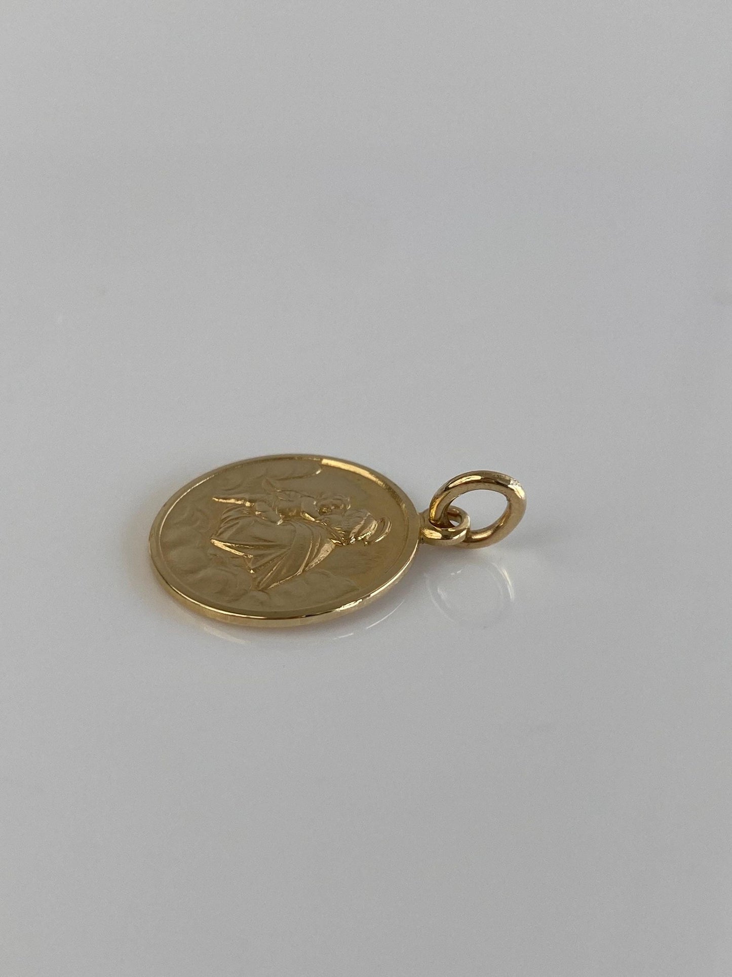 Vintage Solid 14k Yellow Gold Saint Charm