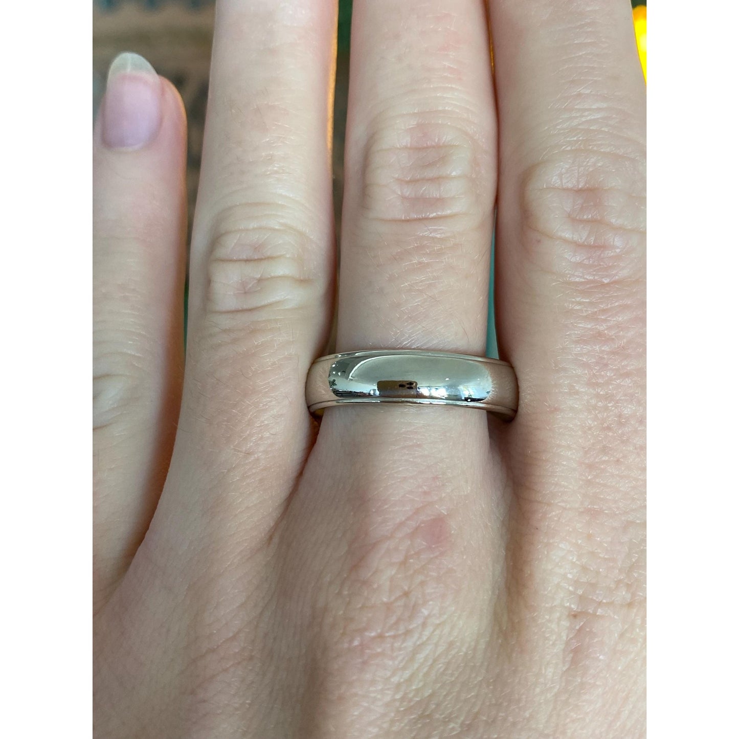 Vintage Solid 14k White Gold Lined Ring Band - Size 11.25