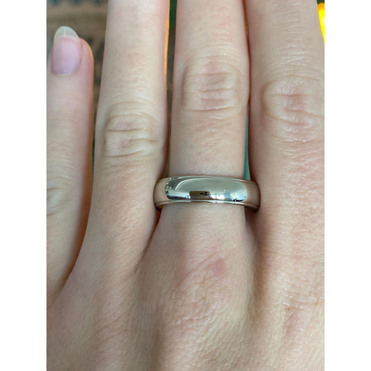 Vintage Solid 14k White Gold Lined Ring Band - Size 11.25