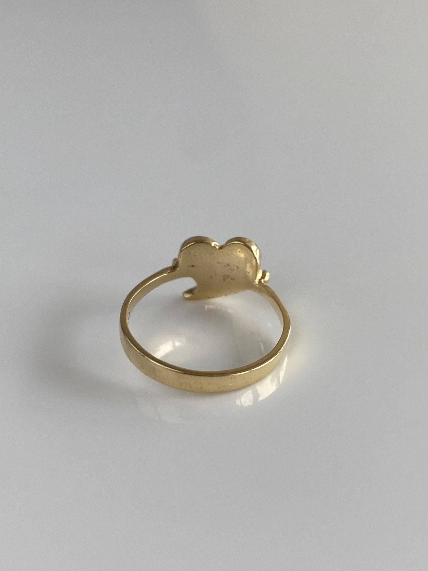 Vintage Solid 14k Yellow Gold Red Enamel Heart Ring - Size 5