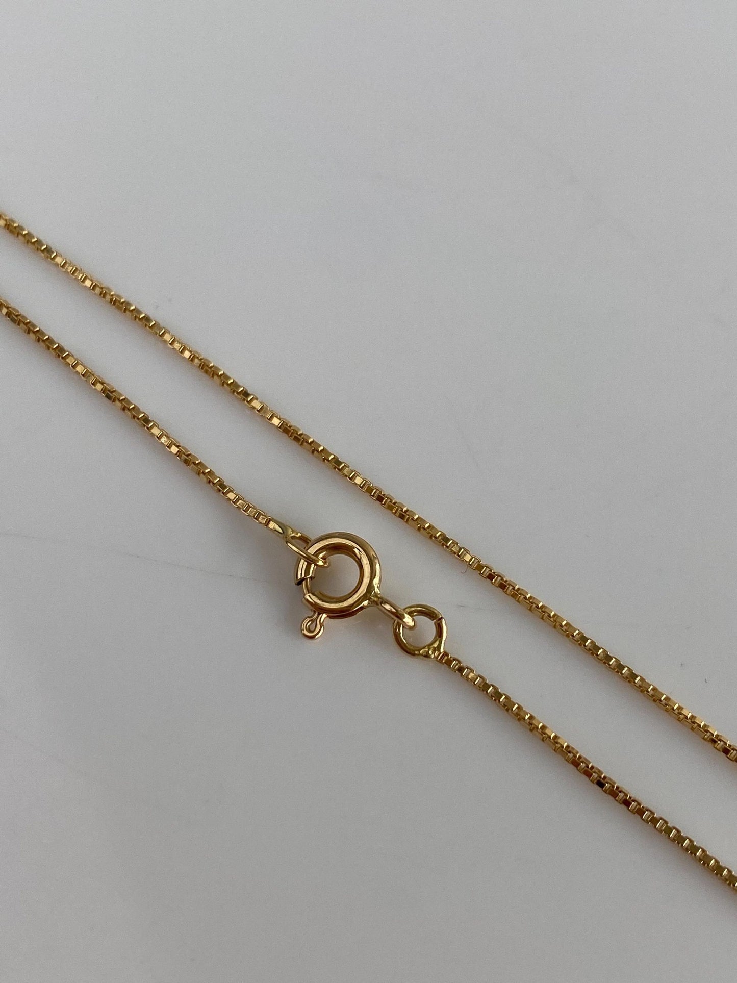 Vintage Solid 18k Yellow Gold Box Chain Anklet Bracelet - 8 inches