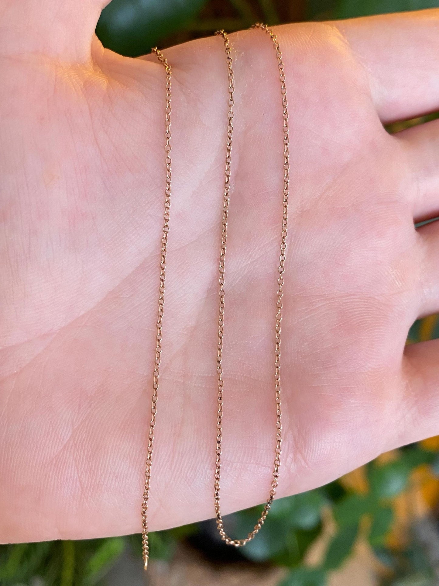 Vintage Solid 10k Rosey Gold Dainty Rolo Chain - 18 inches