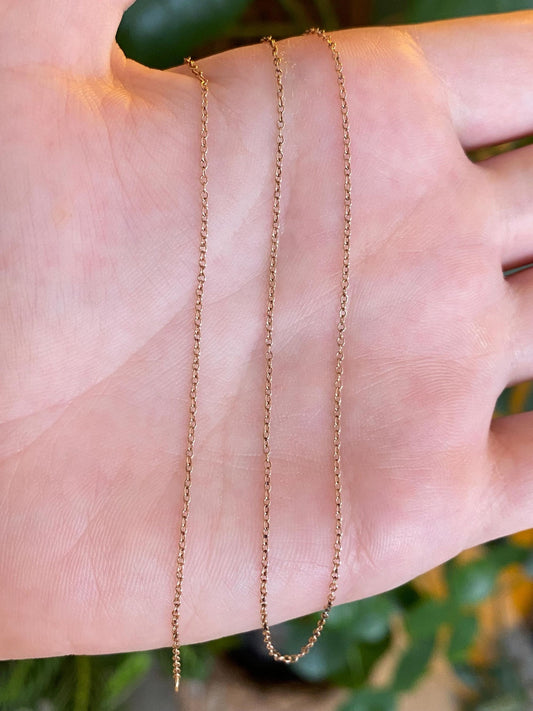 Vintage Solid 10k Rosey Gold Dainty Rolo Chain - 18 inches