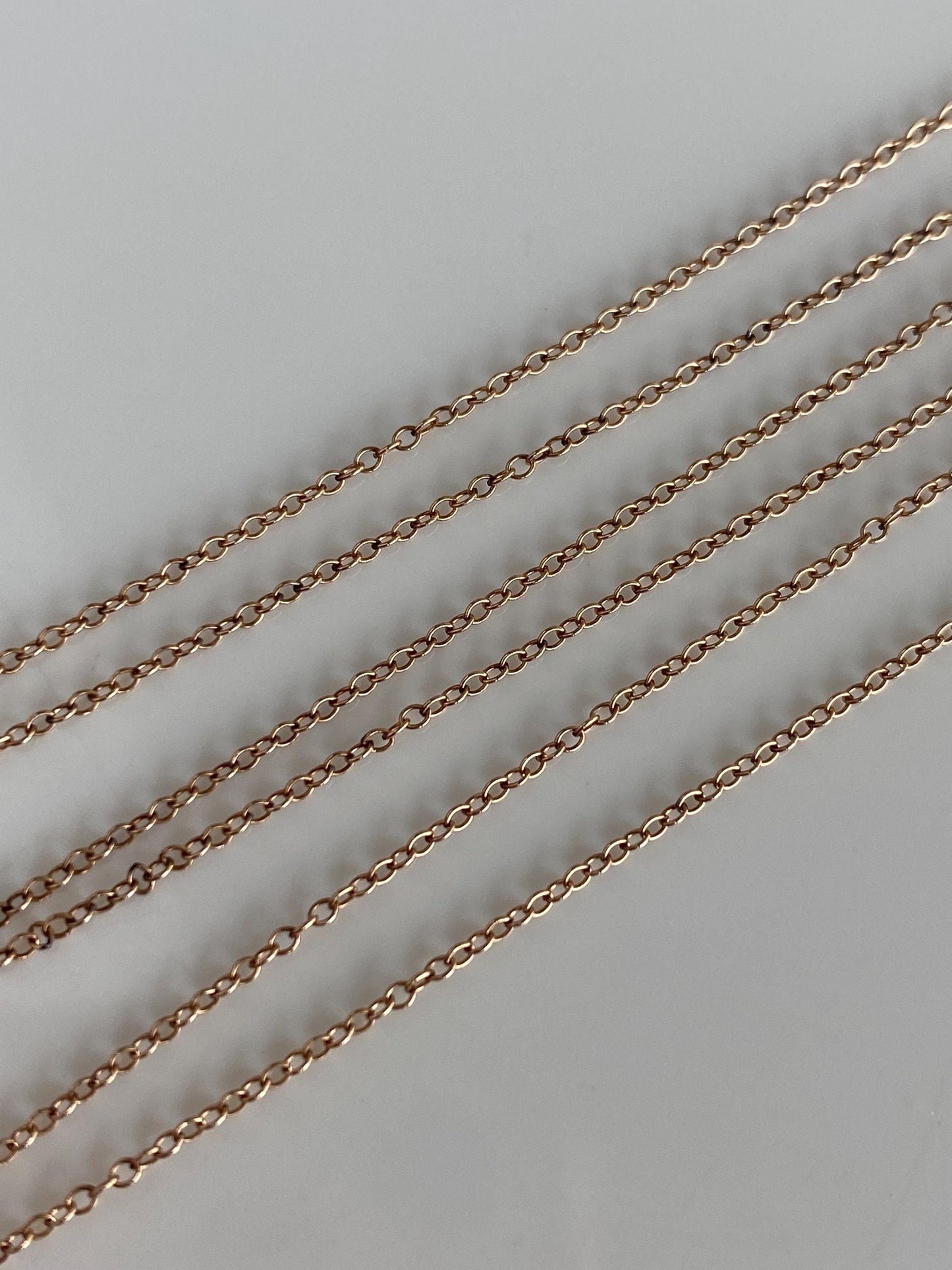 Vintage Solid 10k Rosey Gold Dainty Rolo Chain - 18 inches
