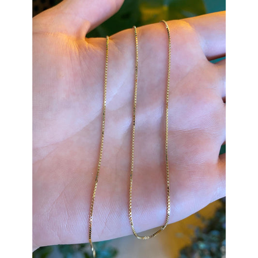 Vintage Solid 14k Yellow Gold Box Chain Necklace - 15.75 inches