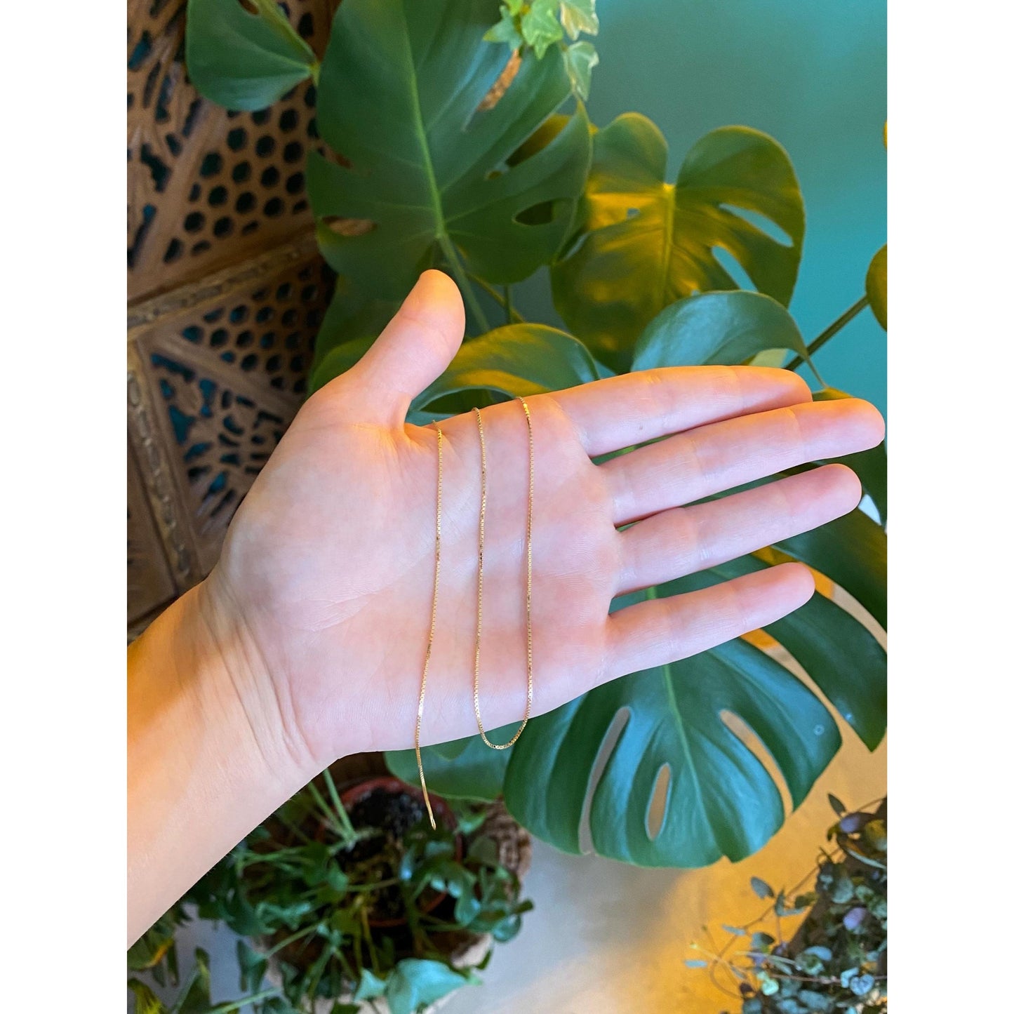 Vintage Solid 14k Yellow Gold Box Chain Necklace - 15.75 inches