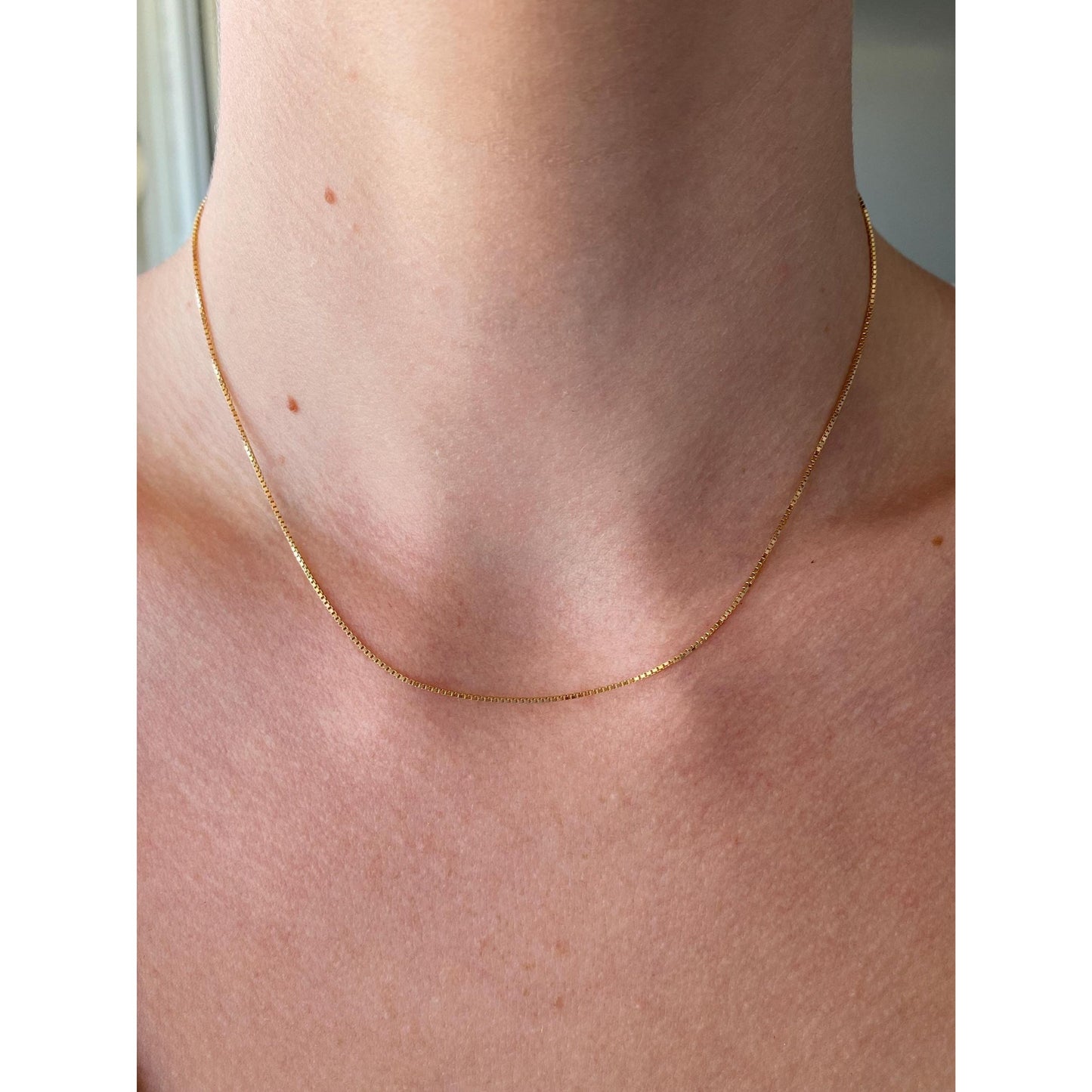 Vintage Solid 14k Yellow Gold Box Chain Necklace - 15.75 inches