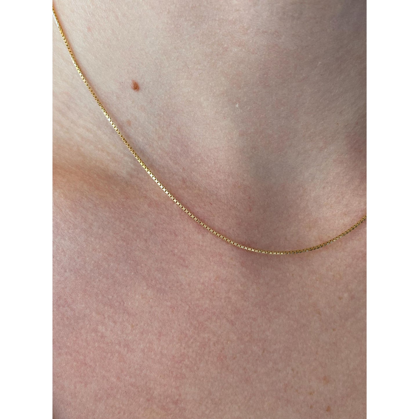 Vintage Solid 14k Yellow Gold Box Chain Necklace - 15.75 inches