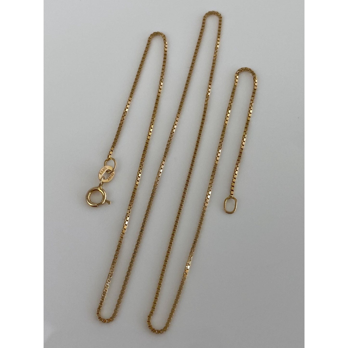 Vintage Solid 14k Yellow Gold Box Chain Necklace - 15.75 inches