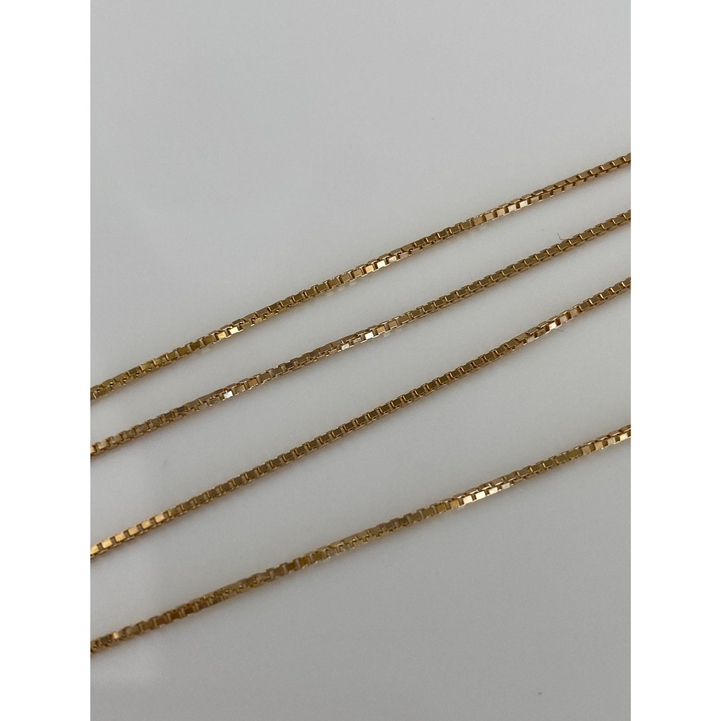 Vintage Solid 14k Yellow Gold Box Chain Necklace - 15.75 inches
