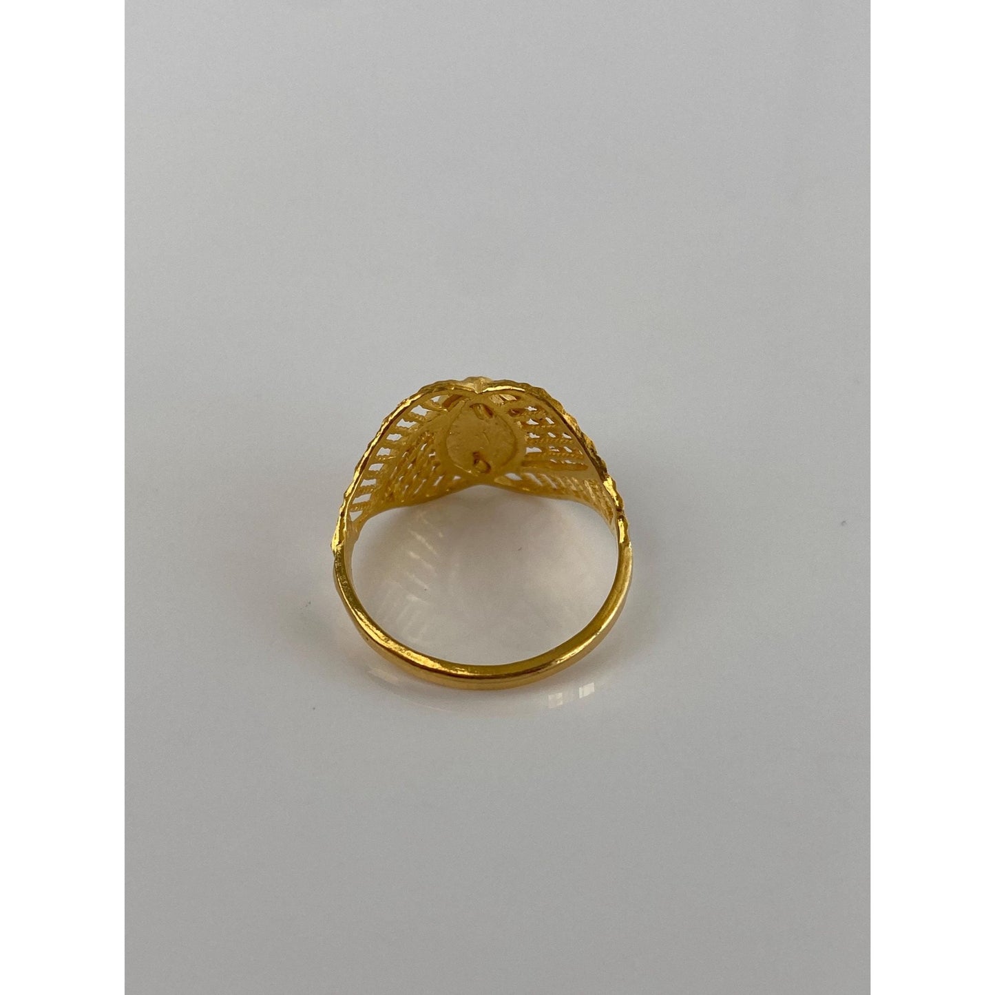 Solid 21k Yellow Gold Diamond Cut Ring - Size 7.25
