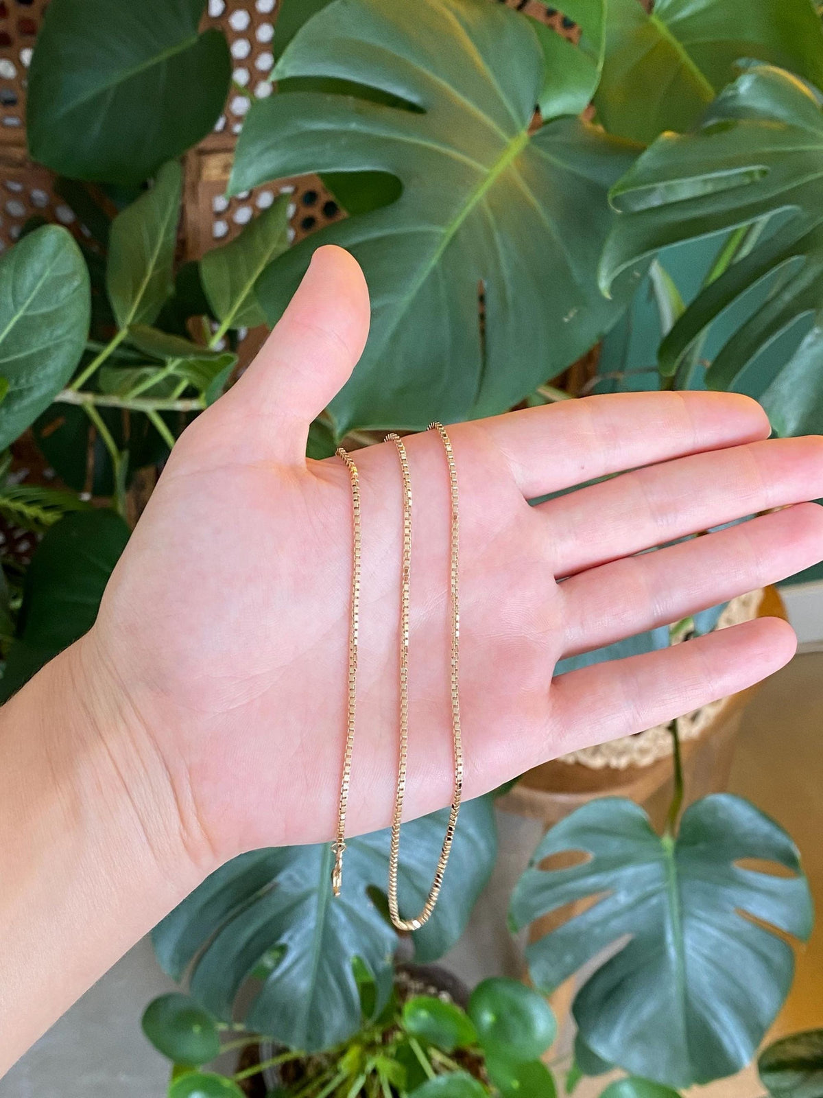 Vintage 14k Yellow Gold Box Chain Necklace - 24.25 inches