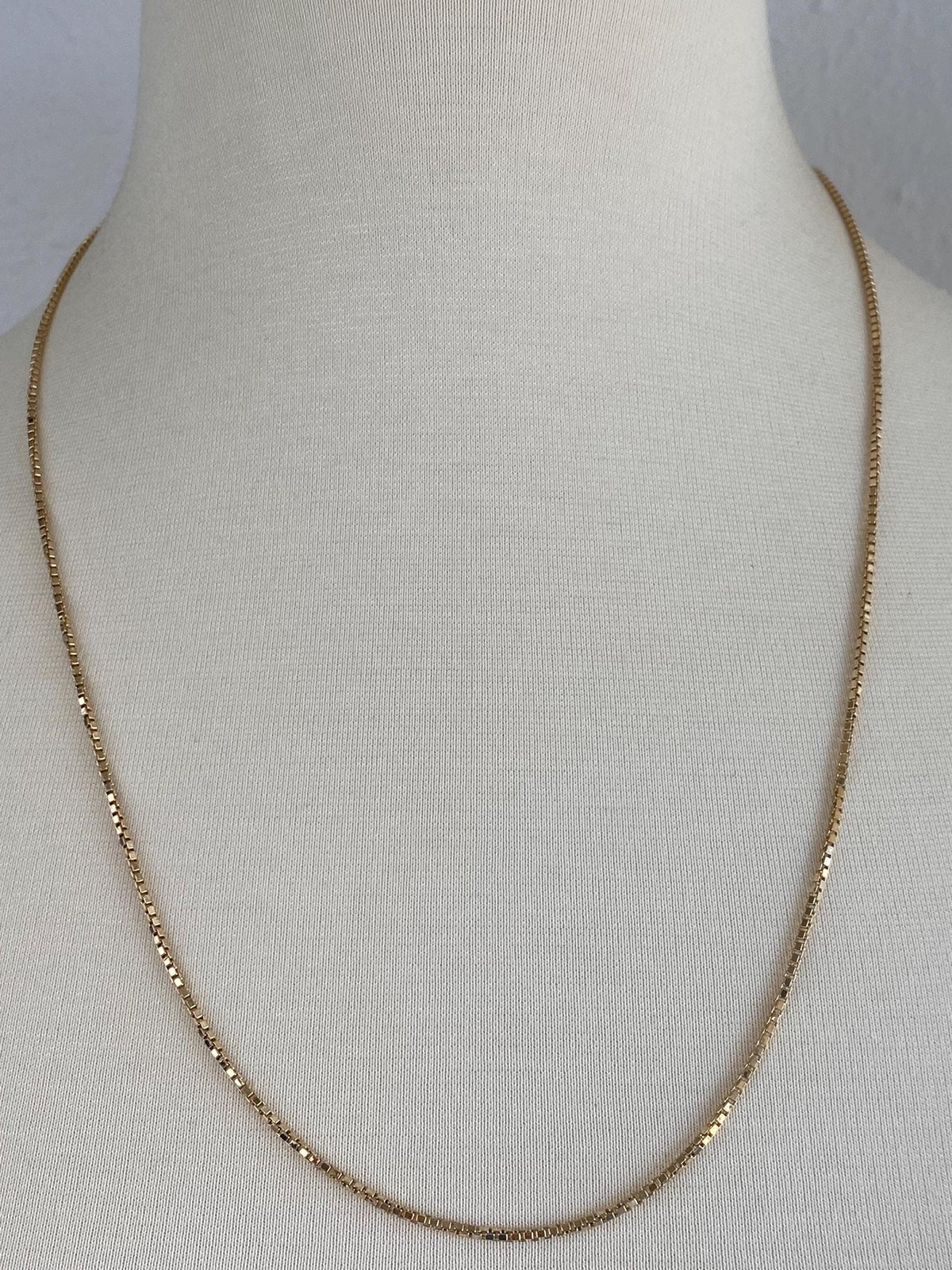 Vintage 14k Yellow Gold Box Chain Necklace - 24.25 inches