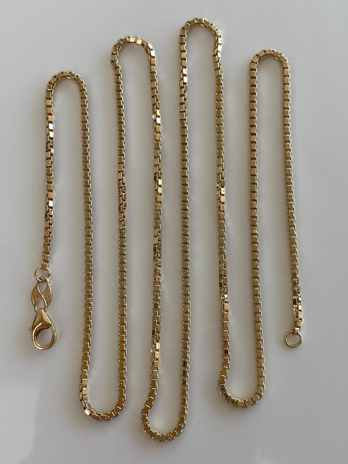 Vintage 14k Yellow Gold Box Chain Necklace - 24.25 inches
