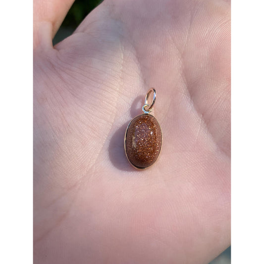 Vintage Solid 10k Yellow Gold Goldstone Stick Pin Conversion Charm