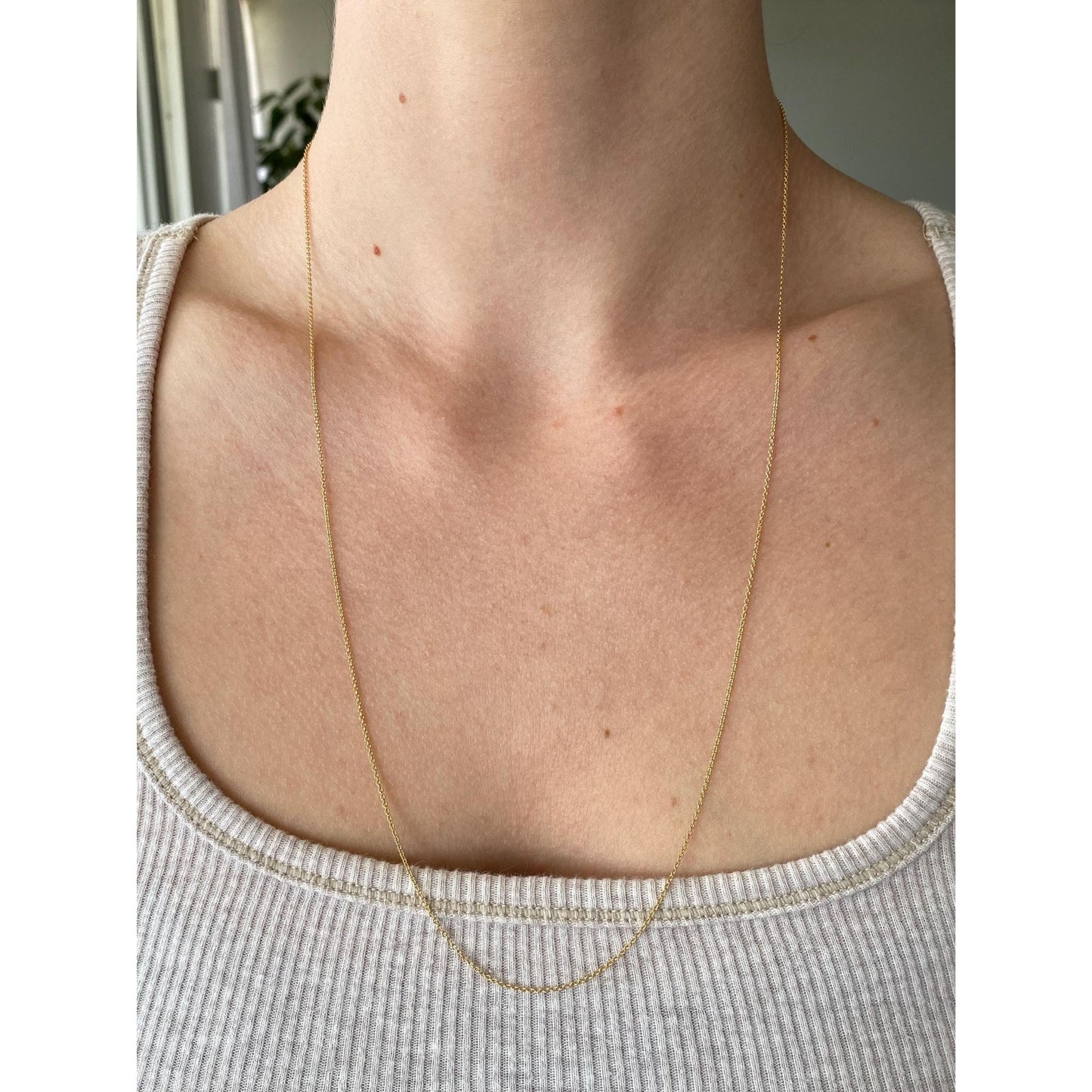 Vintage Solid 18k Yellow Gold Long Tight Rolo Chain Necklace - 24.25 inches