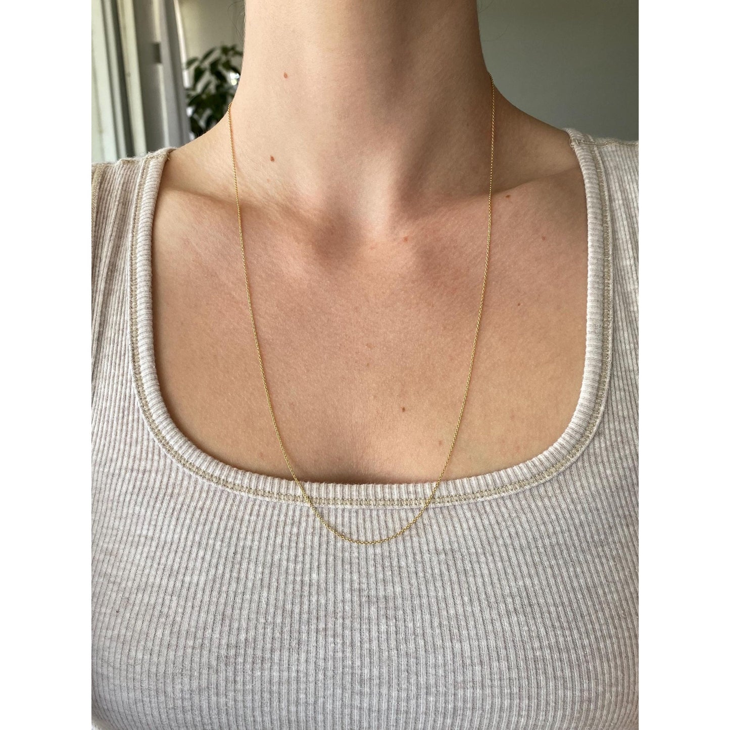 Vintage Solid 18k Yellow Gold Long Tight Rolo Chain Necklace - 24.25 inches