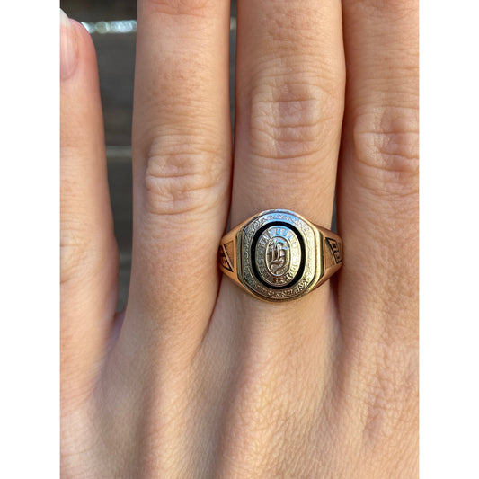 Vintage Solid 10k White & Yellow Gold 1930 Class Ring - Size 8.75