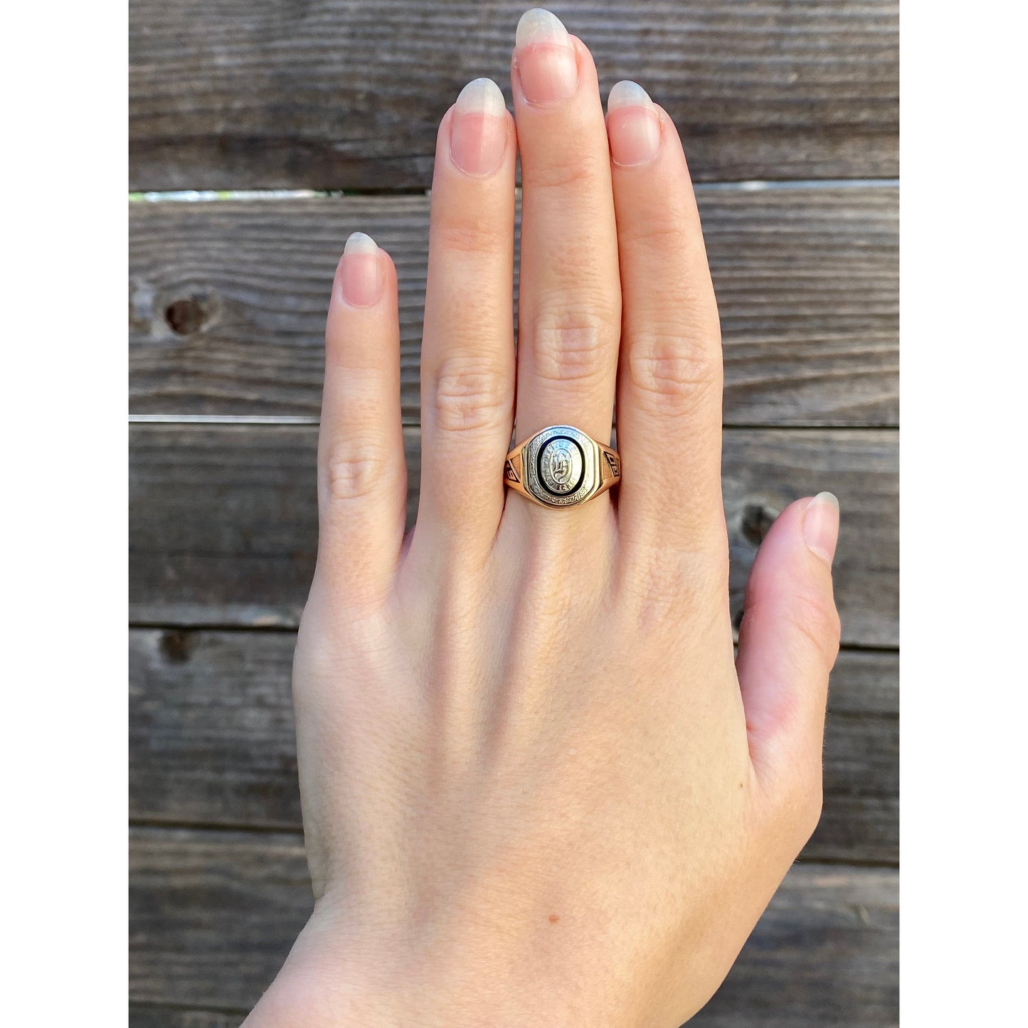 Vintage Solid 10k White & Yellow Gold 1930 Class Ring - Size 8.75