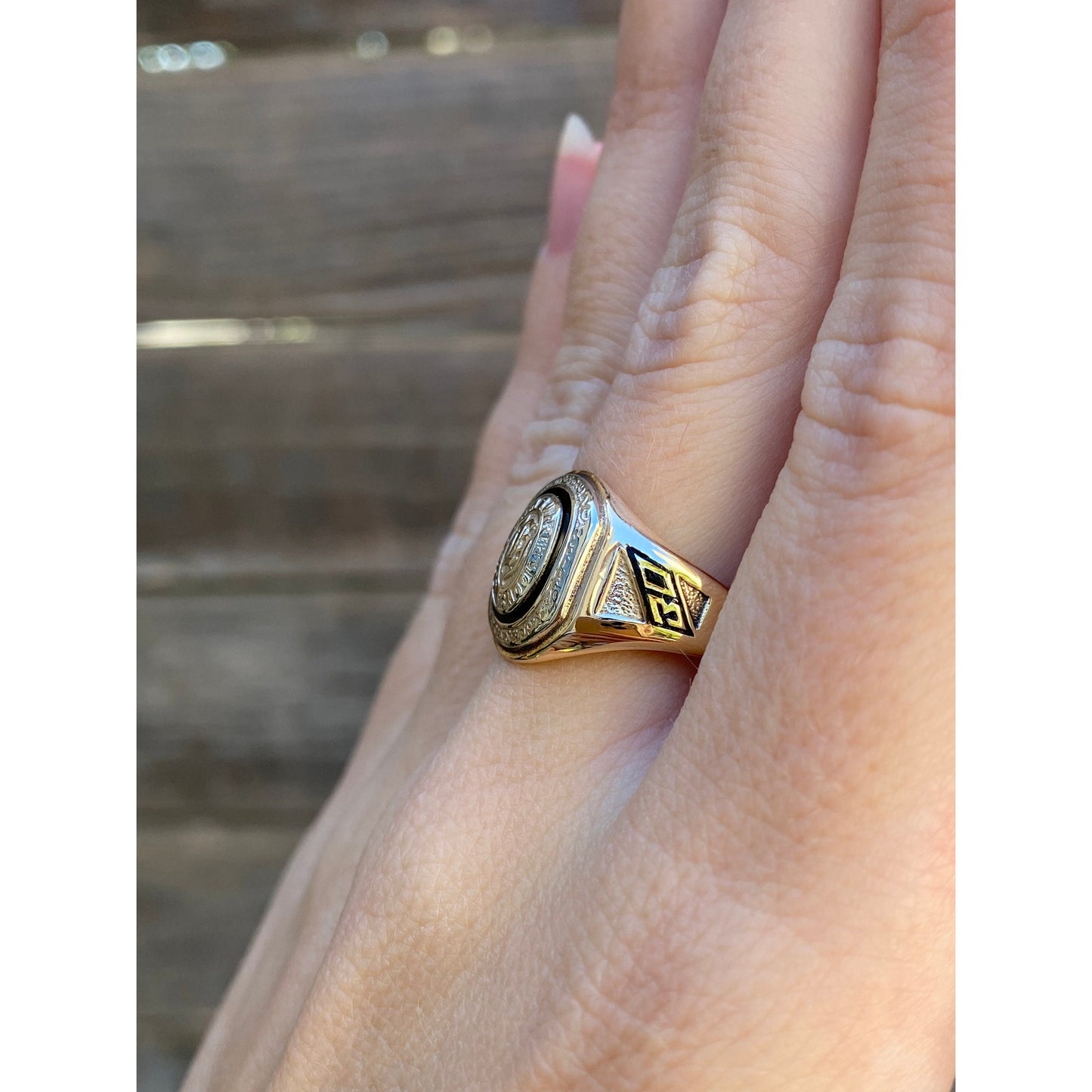 Vintage Solid 10k White & Yellow Gold 1930 Class Ring - Size 8.75