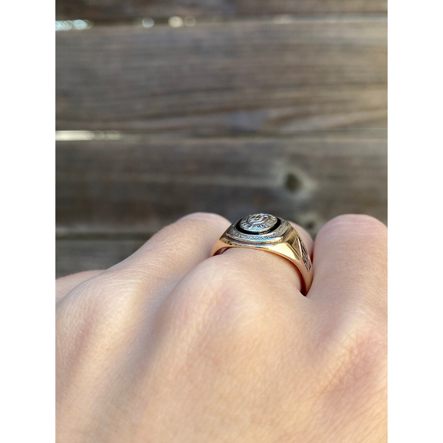 Vintage Solid 10k White & Yellow Gold 1930 Class Ring - Size 8.75