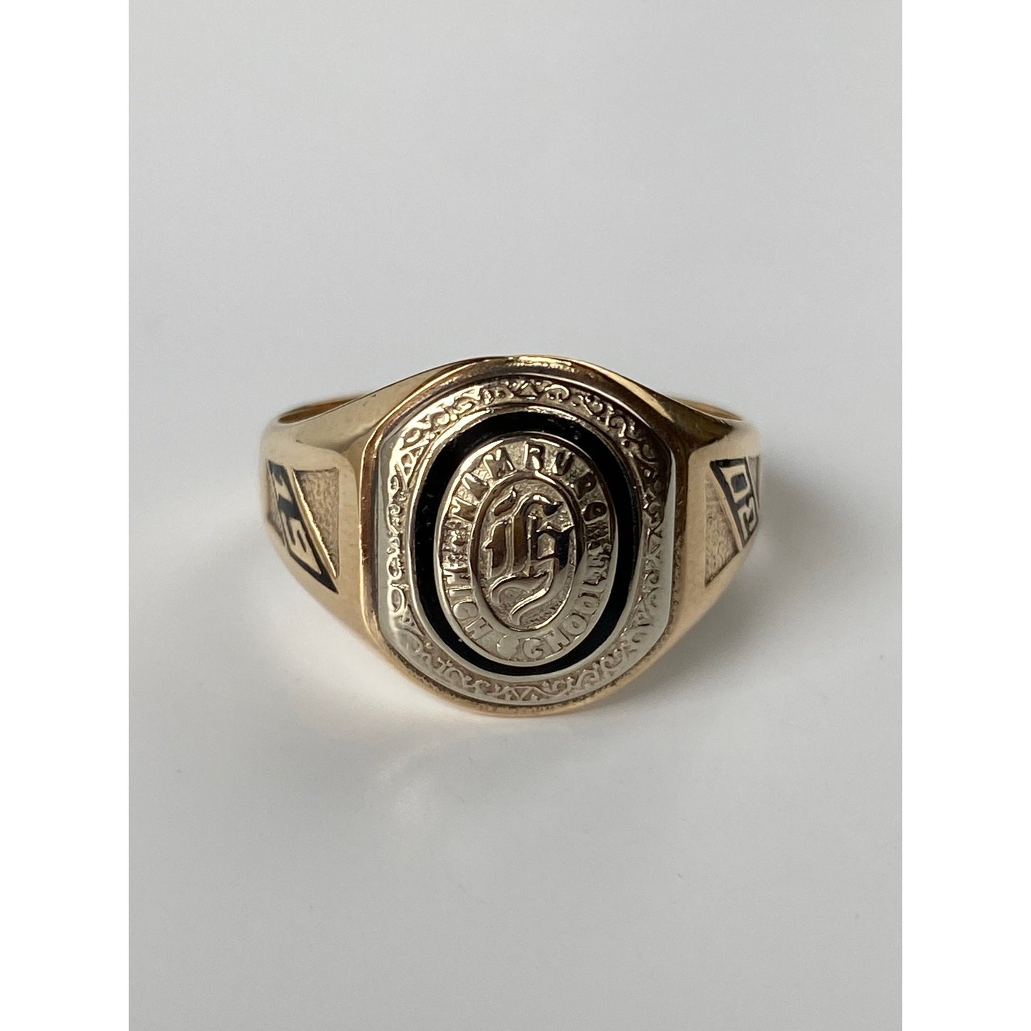 Vintage Solid 10k White & Yellow Gold 1930 Class Ring - Size 8.75