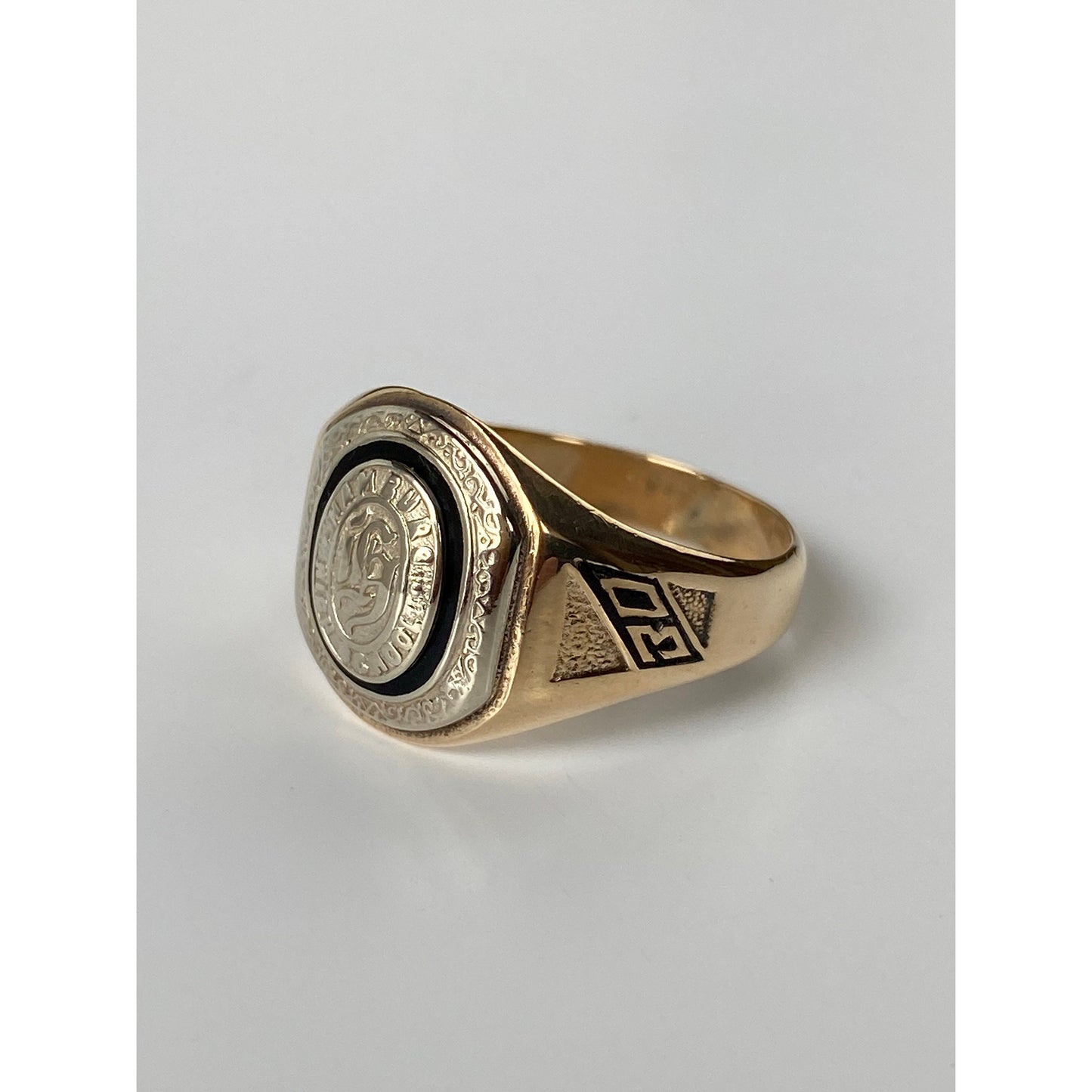 Vintage Solid 10k White & Yellow Gold 1930 Class Ring - Size 8.75