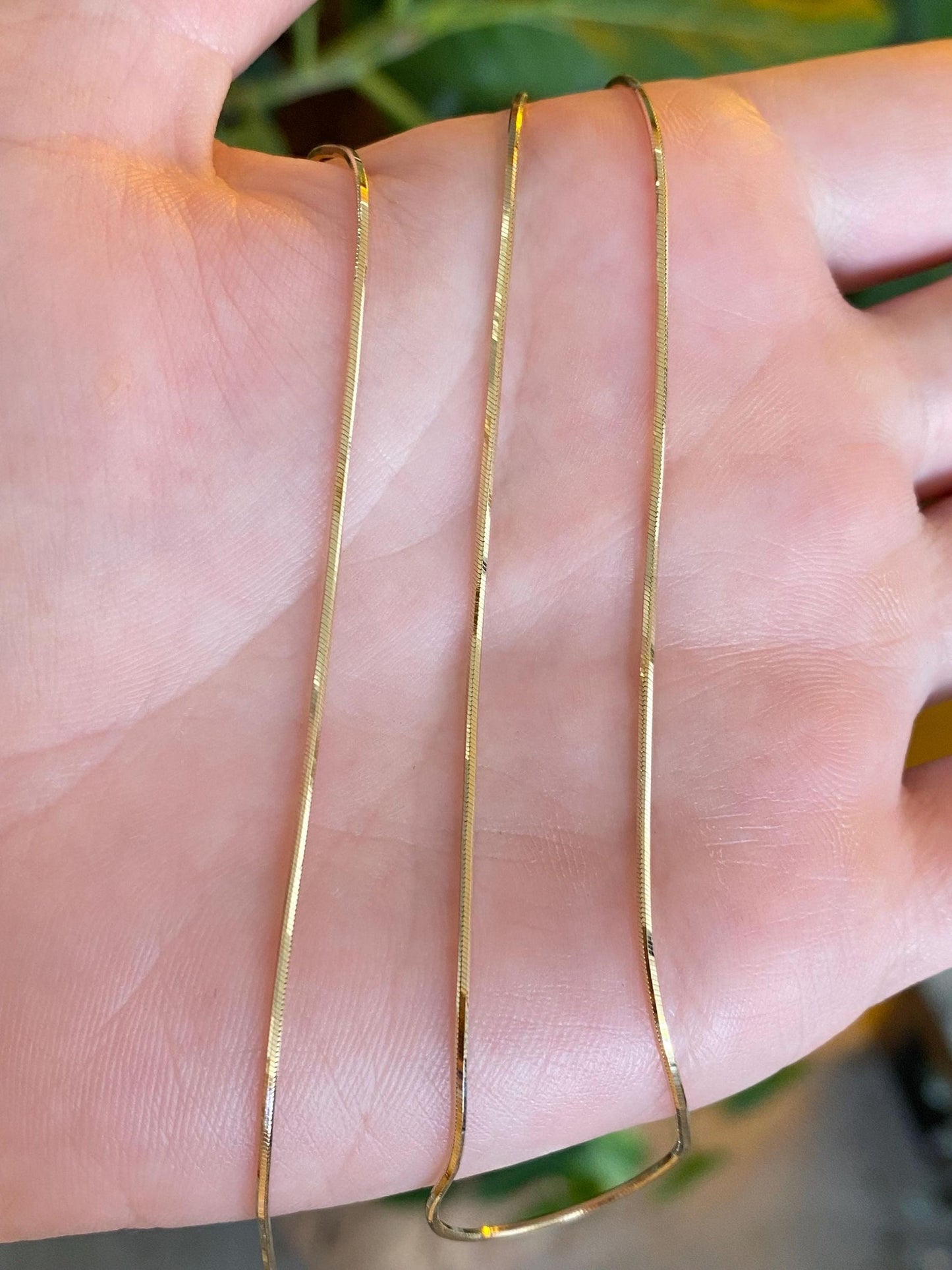 Vintage Solid 14k Yellow Gold Square Snake Chain Necklace - 16 inches