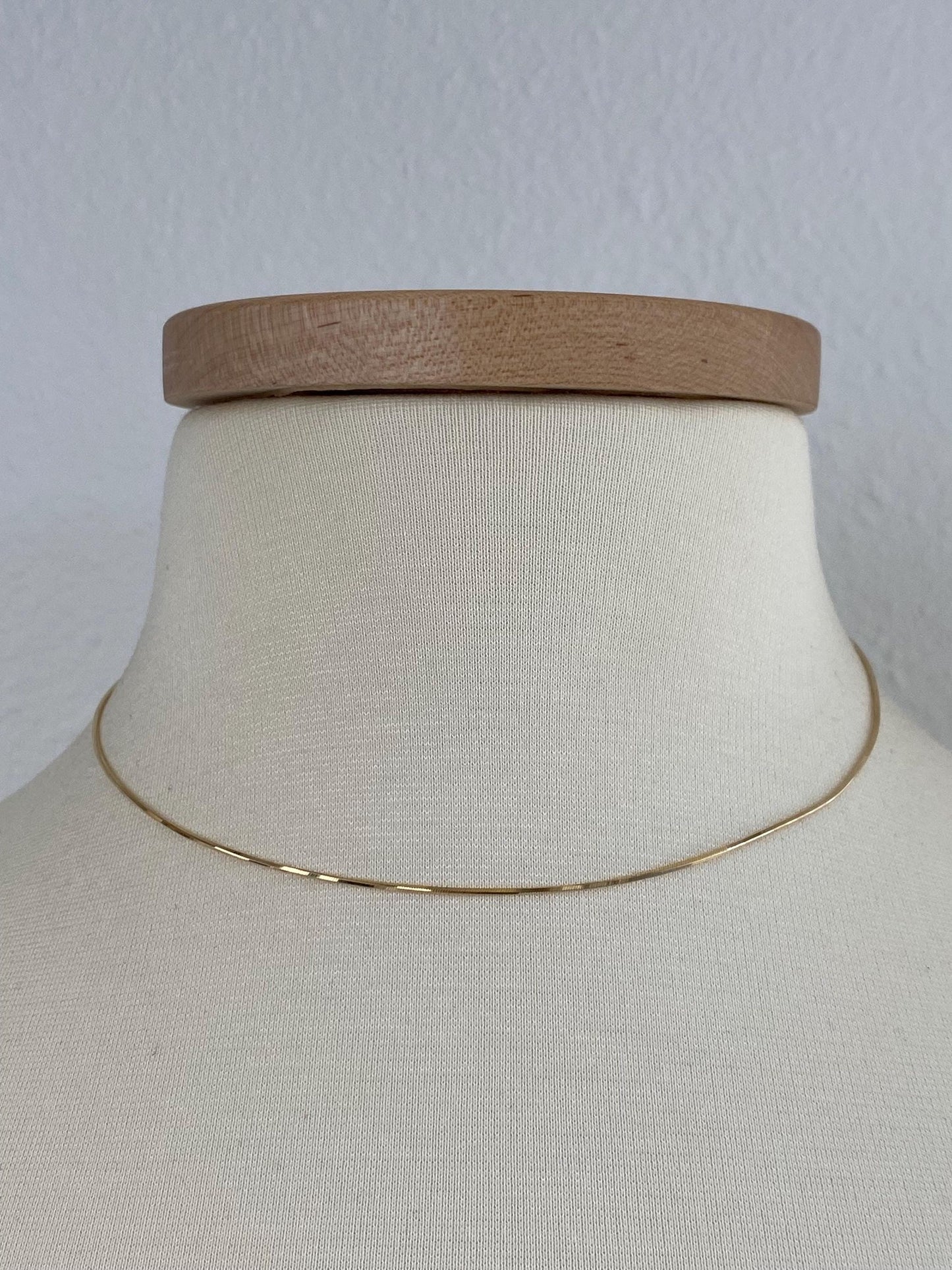 Vintage Solid 14k Yellow Gold Square Snake Chain Necklace - 16 inches