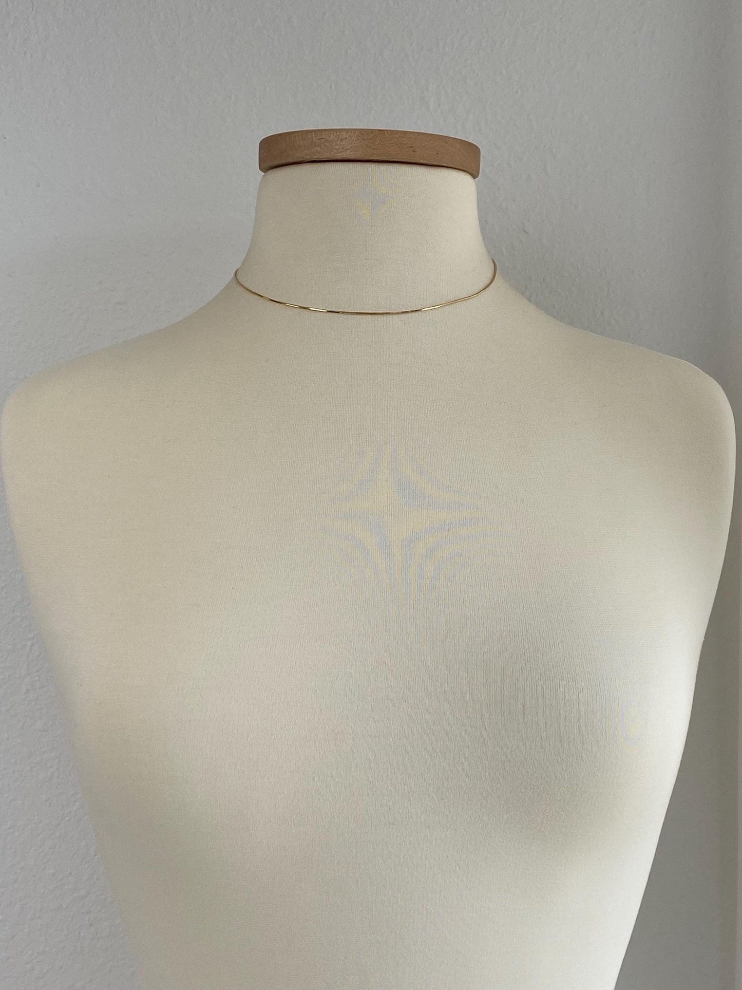 Vintage Solid 14k Yellow Gold Square Snake Chain Necklace - 16 inches