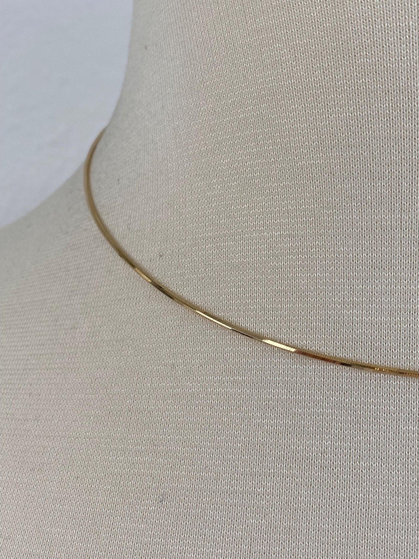 Vintage Solid 14k Yellow Gold Square Snake Chain Necklace - 16 inches