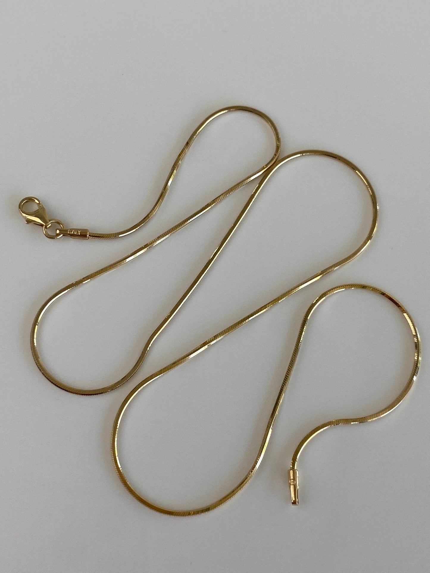Vintage Solid 14k Yellow Gold Square Snake Chain Necklace - 16 inches