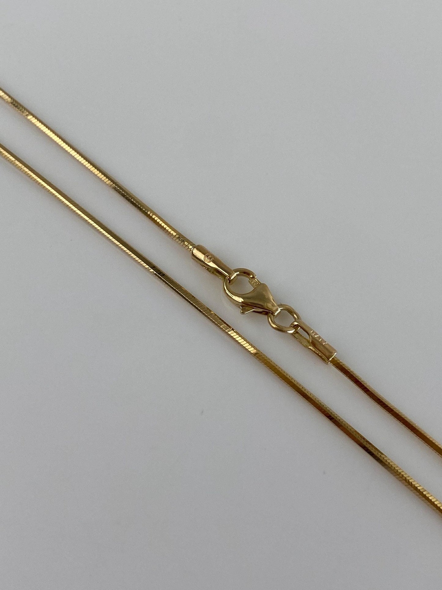 Vintage Solid 14k Yellow Gold Square Snake Chain Necklace - 16 inches