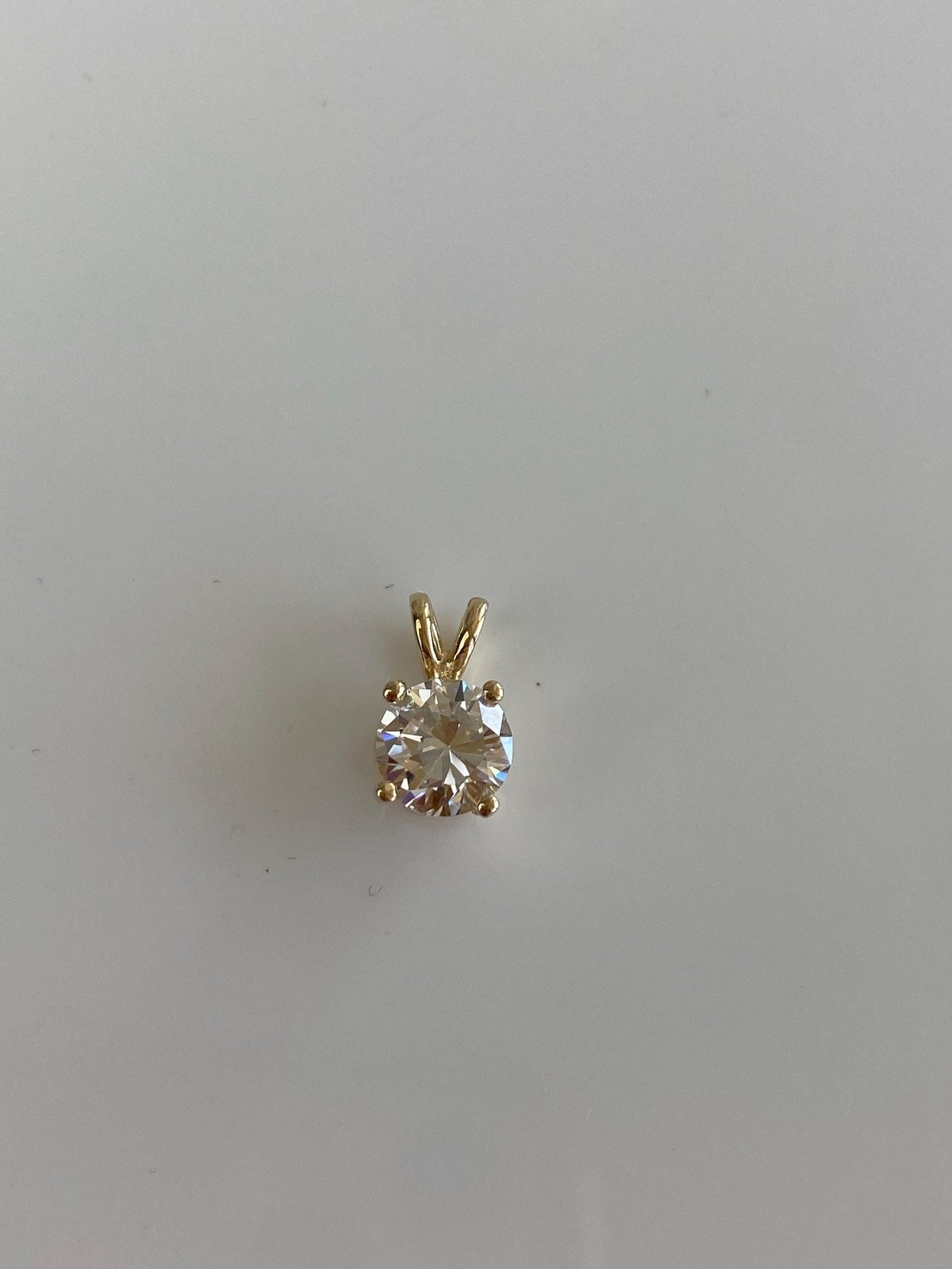 Solid 14k Yellow Gold Clear Cubic Zirconia Charm