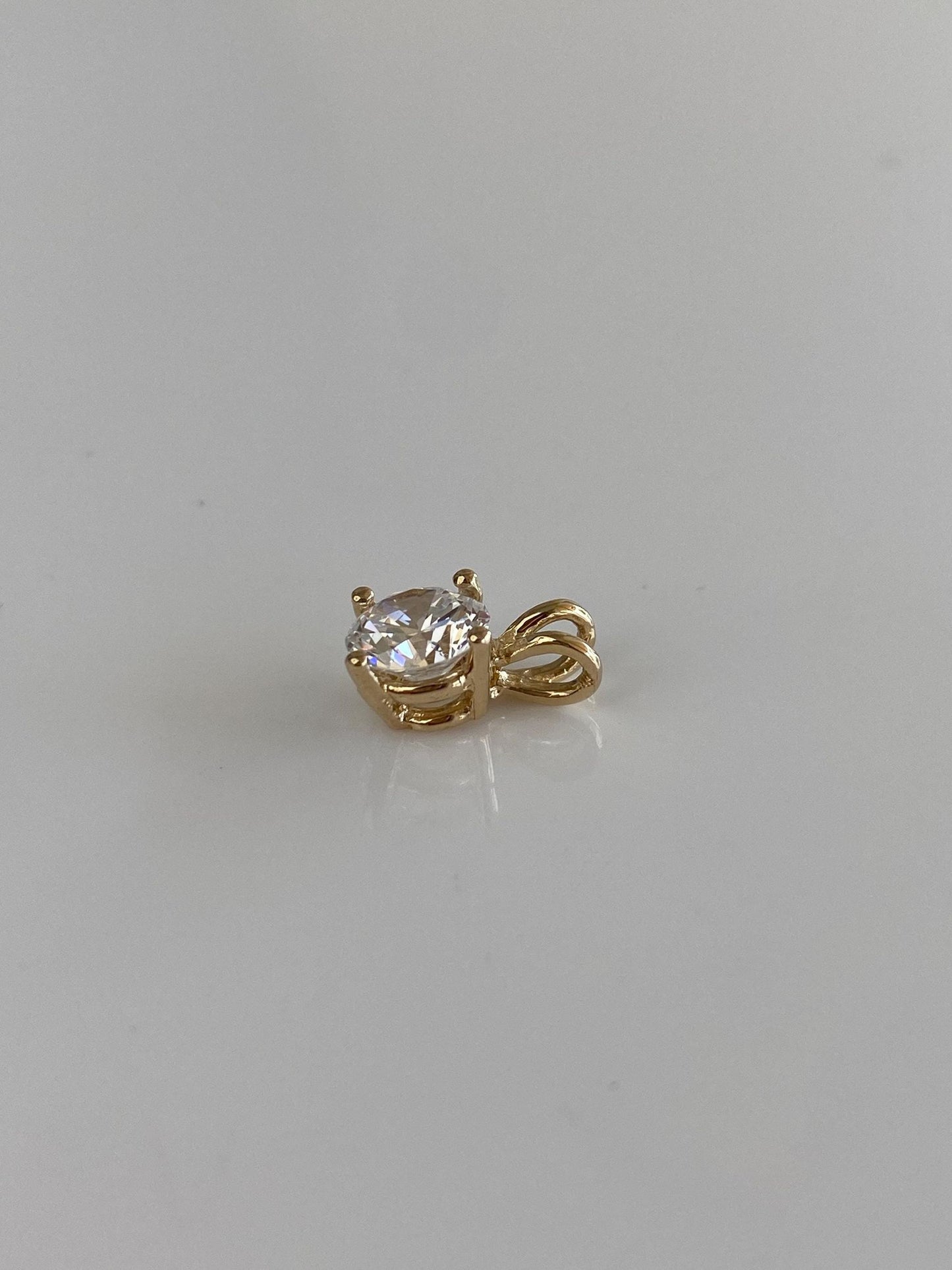Solid 14k Yellow Gold Clear Cubic Zirconia Charm