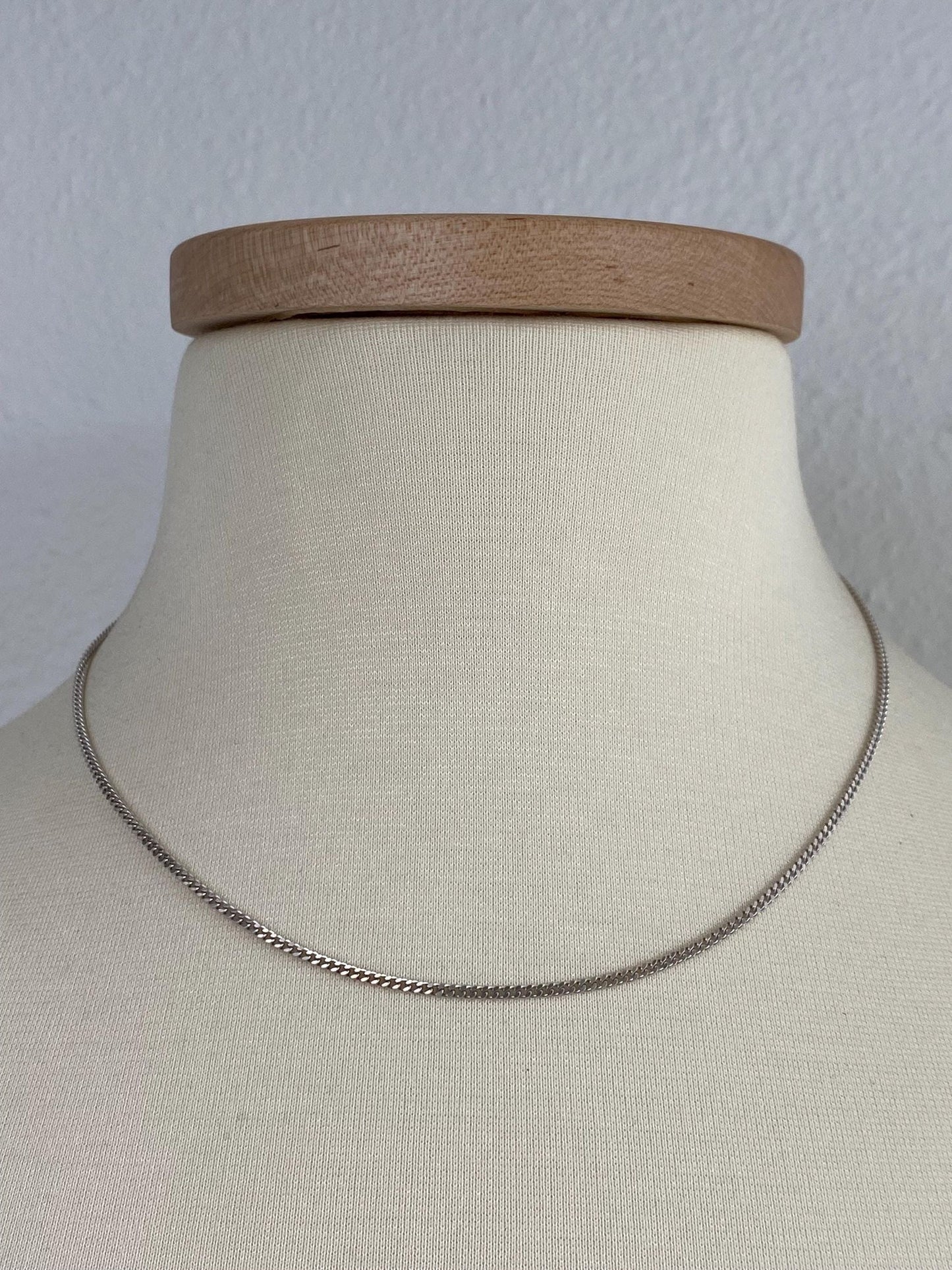 Vintage Solid 10k White Gold Flat Curb Chain Necklace - 17.75 inches