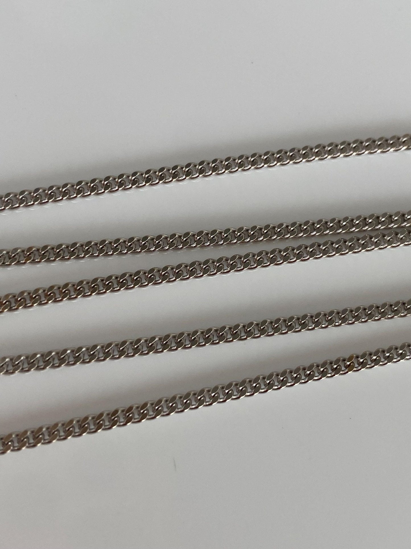 Vintage Solid 10k White Gold Flat Curb Chain Necklace - 17.75 inches