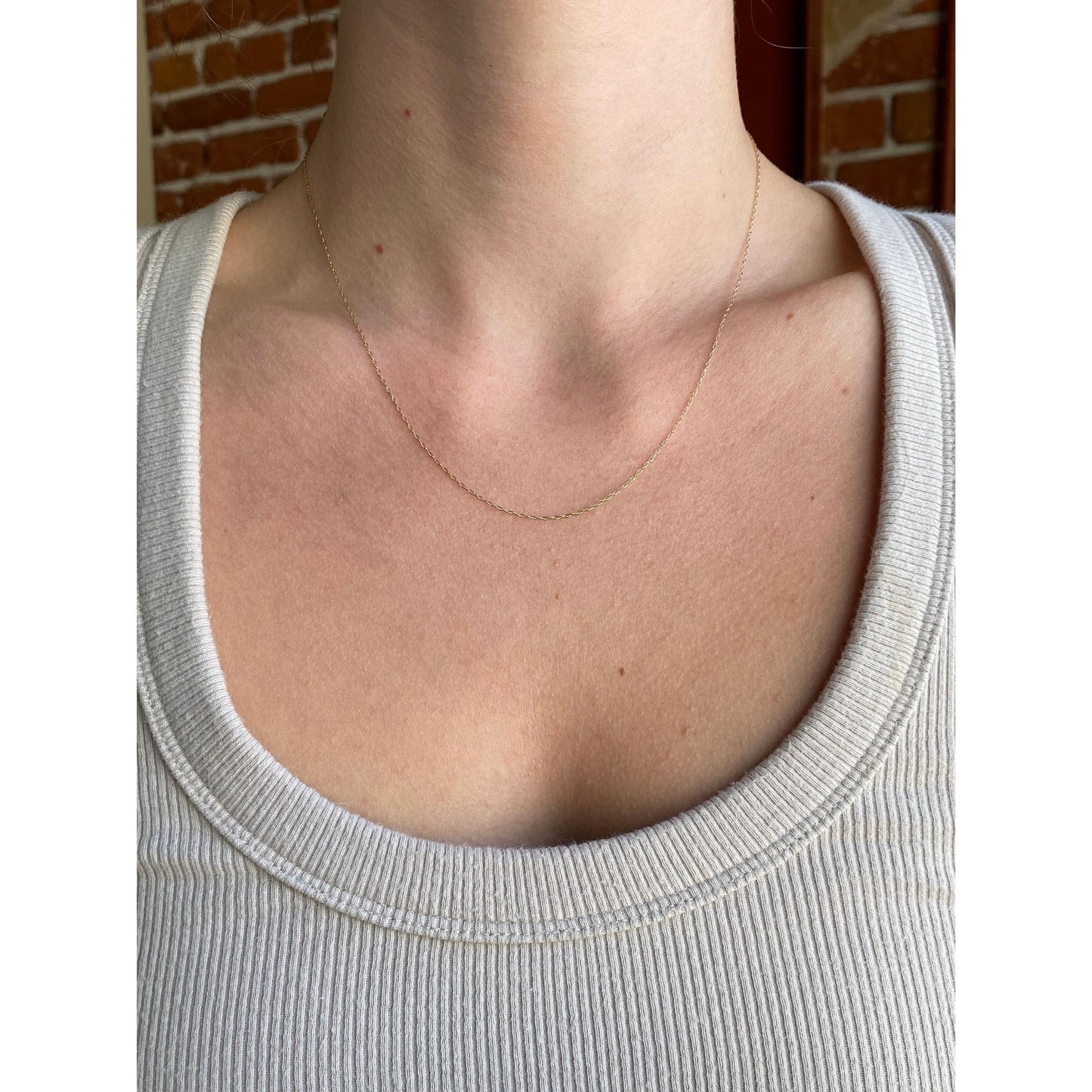 Vintage Solid 14k Yellow Gold Dainty Chain Necklace - 17.75 inches