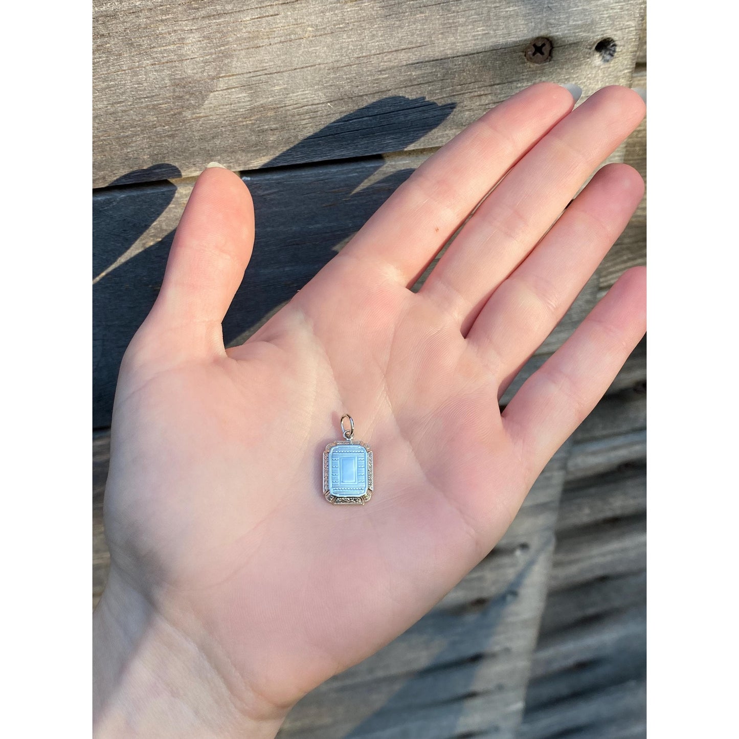 Vintage Solid 14k White Gold Cufflink Conversion Charm