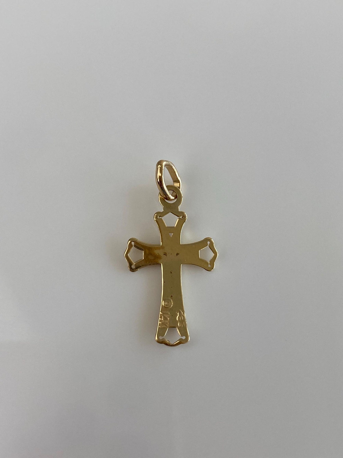 Vintage Solid 14k Yellow Gold Diamond Cut Open Work Cross Charm
